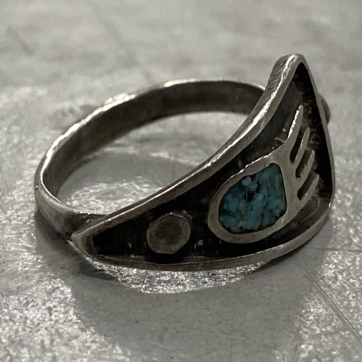 Kapital × Vintage Vtg 60s 70s Navajo Sterling Silver Bear Paw Turquoise Ring Size ONE SIZE - 1 Thumbnail