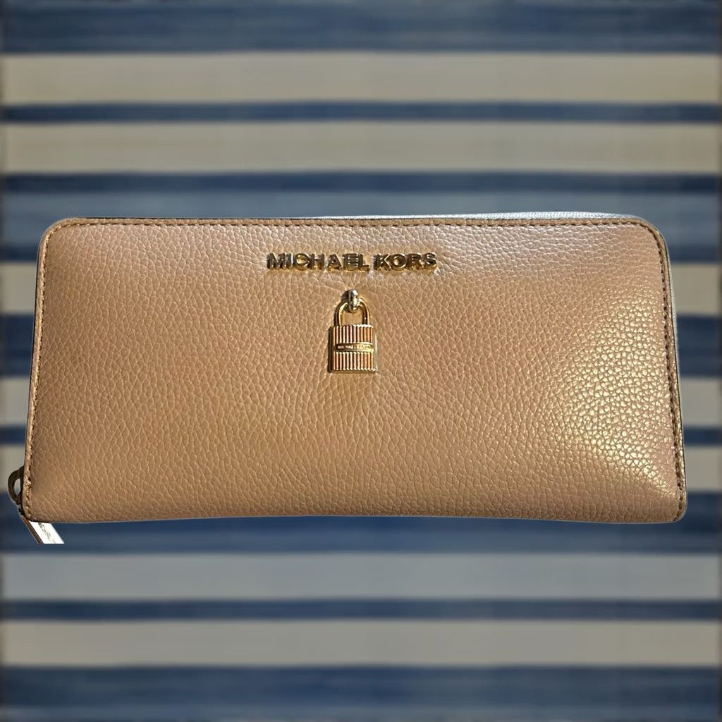 Michael Kors Michael Kors ADELE ZA CONTINENTAL Large Leather Wallet Fawn Beige Brown Womens Size ONE SIZE - 1 Thumbnail