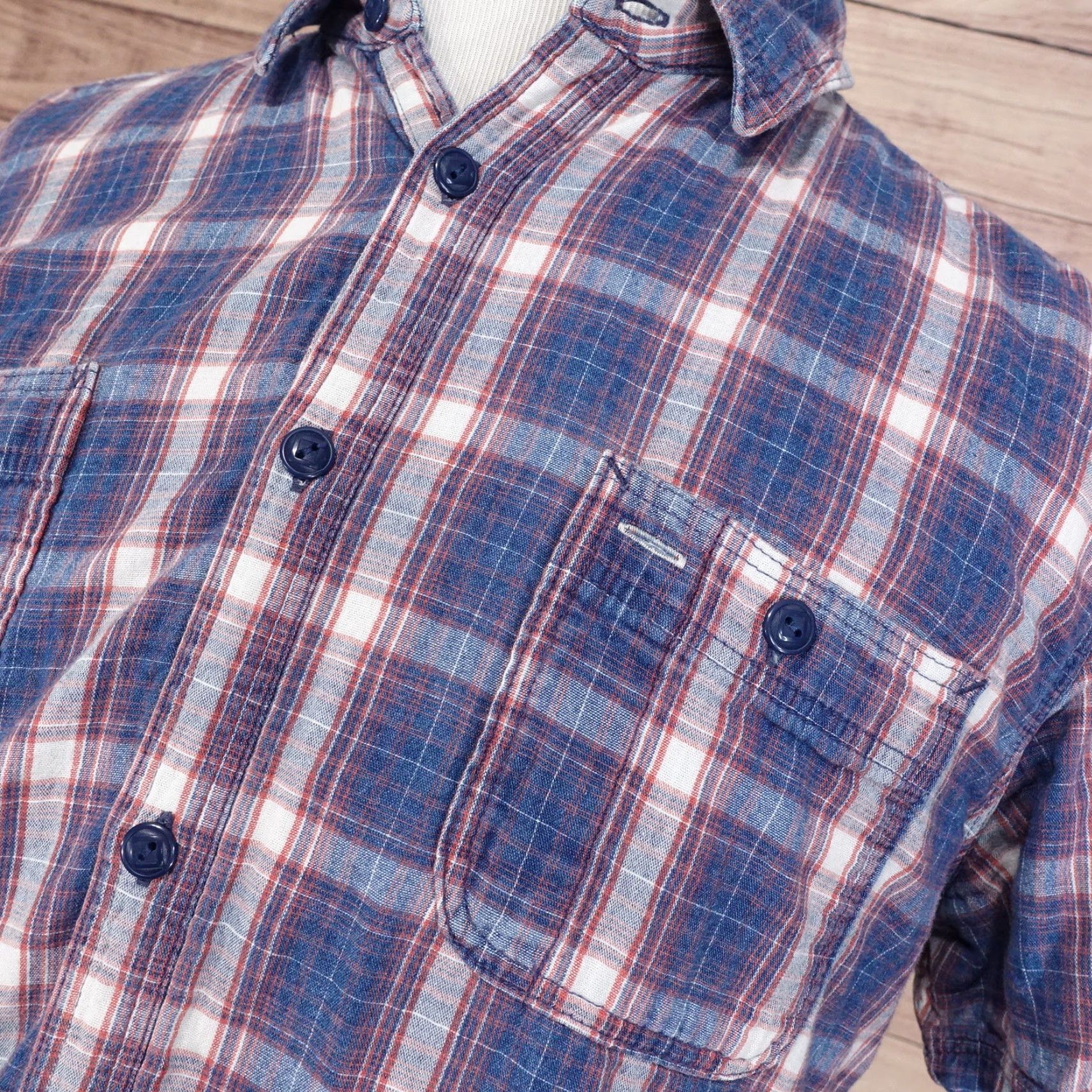 Gap GAP Plaid Button-Up Shirt Mens Size L Blue Short Sleeve 1969 Size US L / EU 52-54 / 3 - 2 Thumbnail