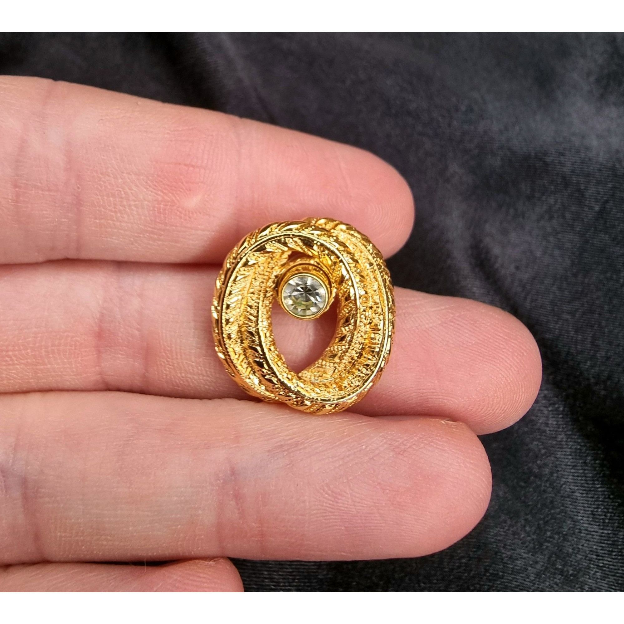 Kenneth Jay Lane Vintage 1990S Kjl Gold-Tone Oval Earrings With Rhinestone C Size ONE SIZE - 4 Thumbnail