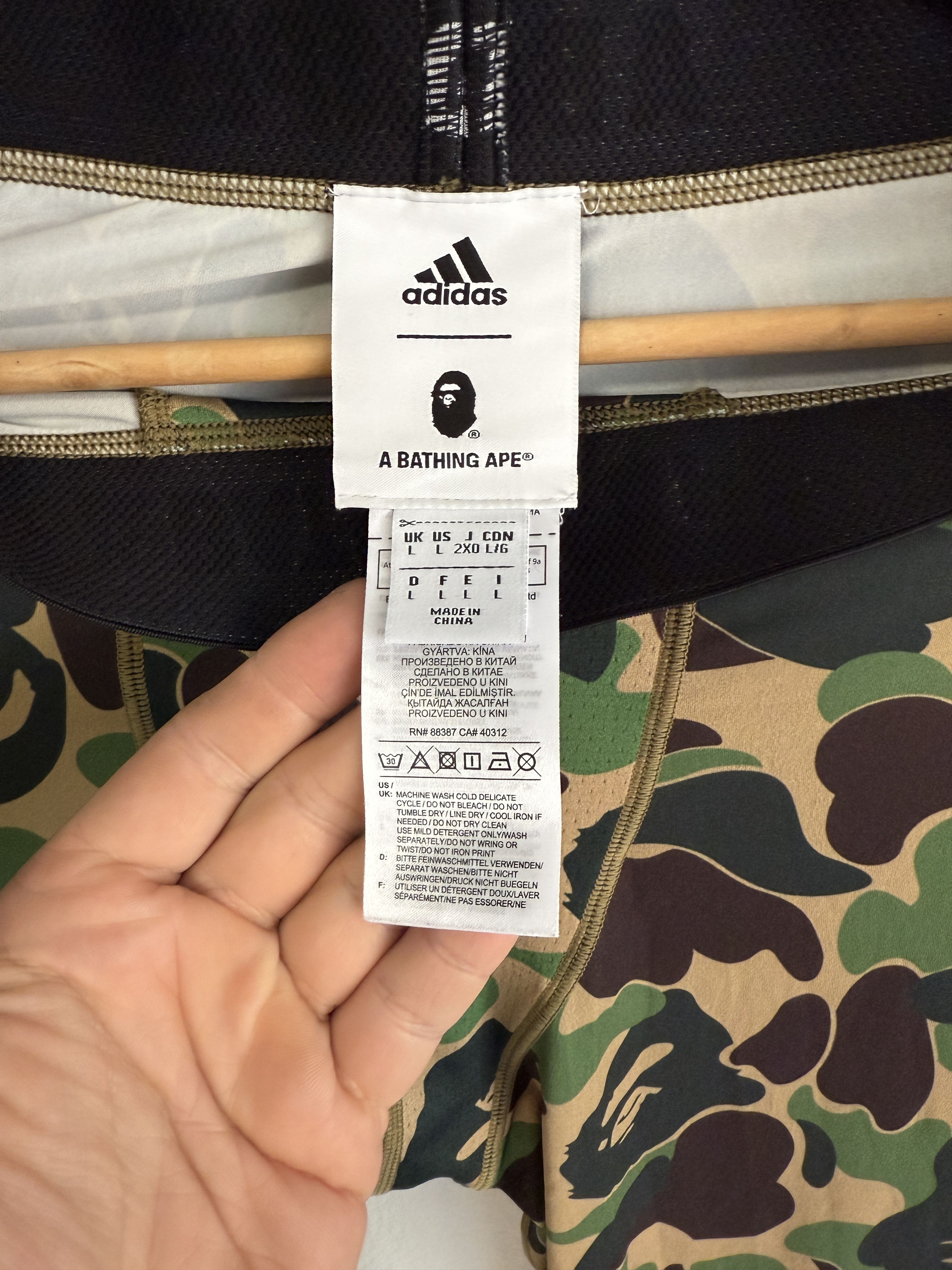Adidas × Bape A Bathing Ape Adidas Compression Gym Pants L Green Camo Pull Size US 34 / EU 50 - 4 Thumbnail