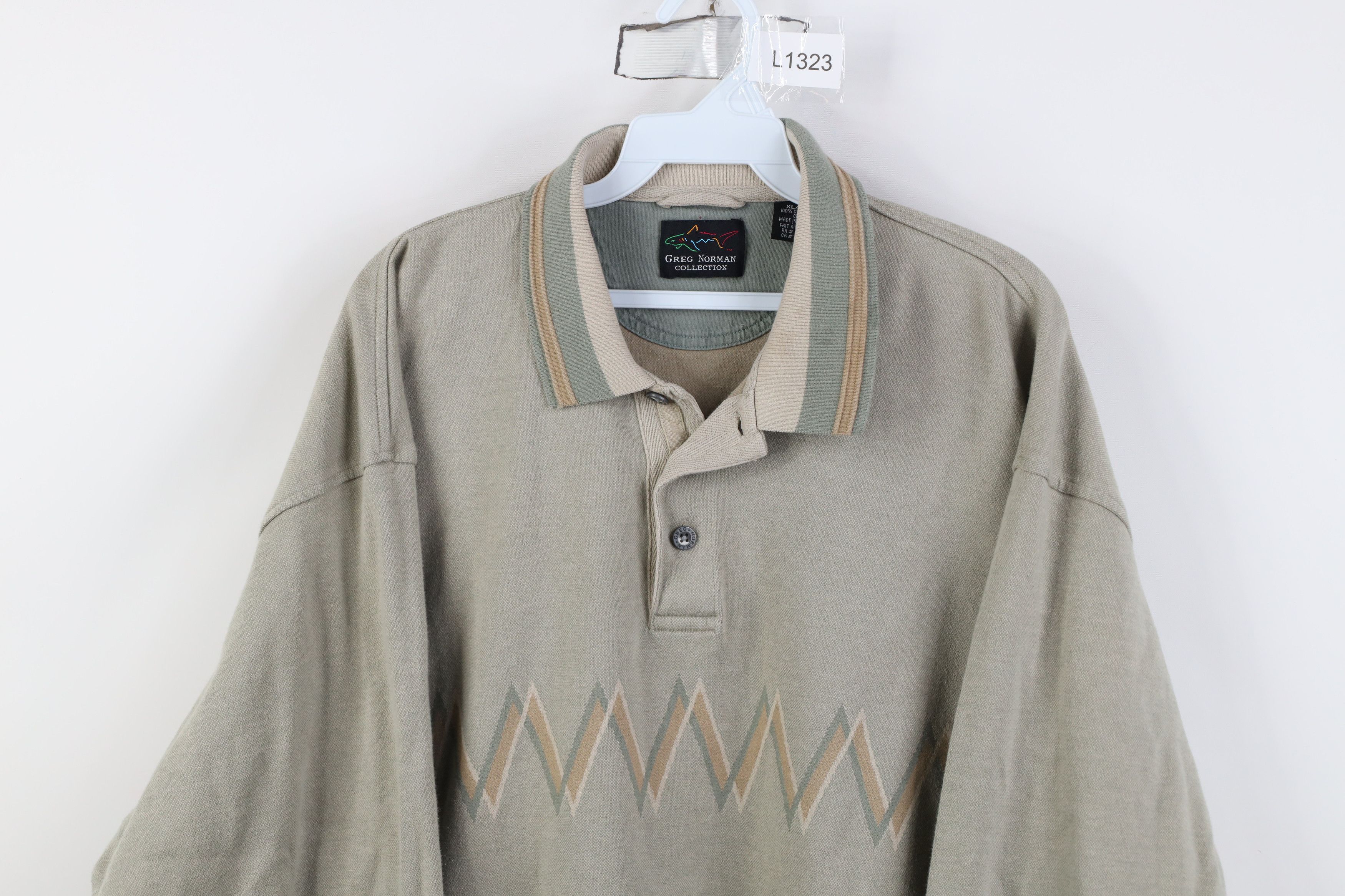 Vintage Vintage 90s Streetwear Zig Zag Heavy Long Sleeve Polo Shirt Size US XL / EU 56 / 4 - 2 Thumbnail
