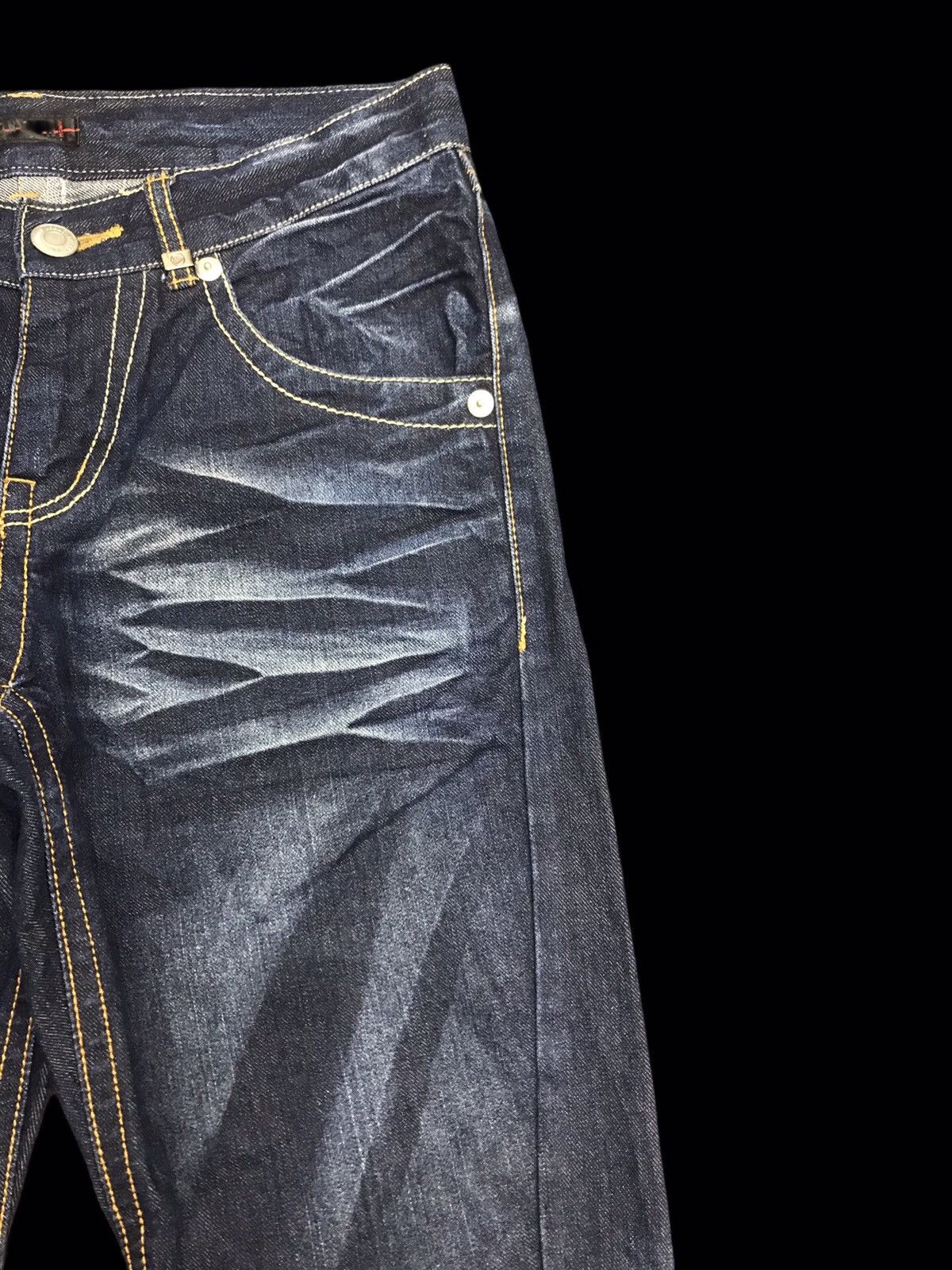 Designer × Japanese Brand × Morgan Homme 💥DENIM ART💥MORGAN HOMME SICK DOPE FADES CURVED DENIM F173 Size US 31 - 3 Thumbnail
