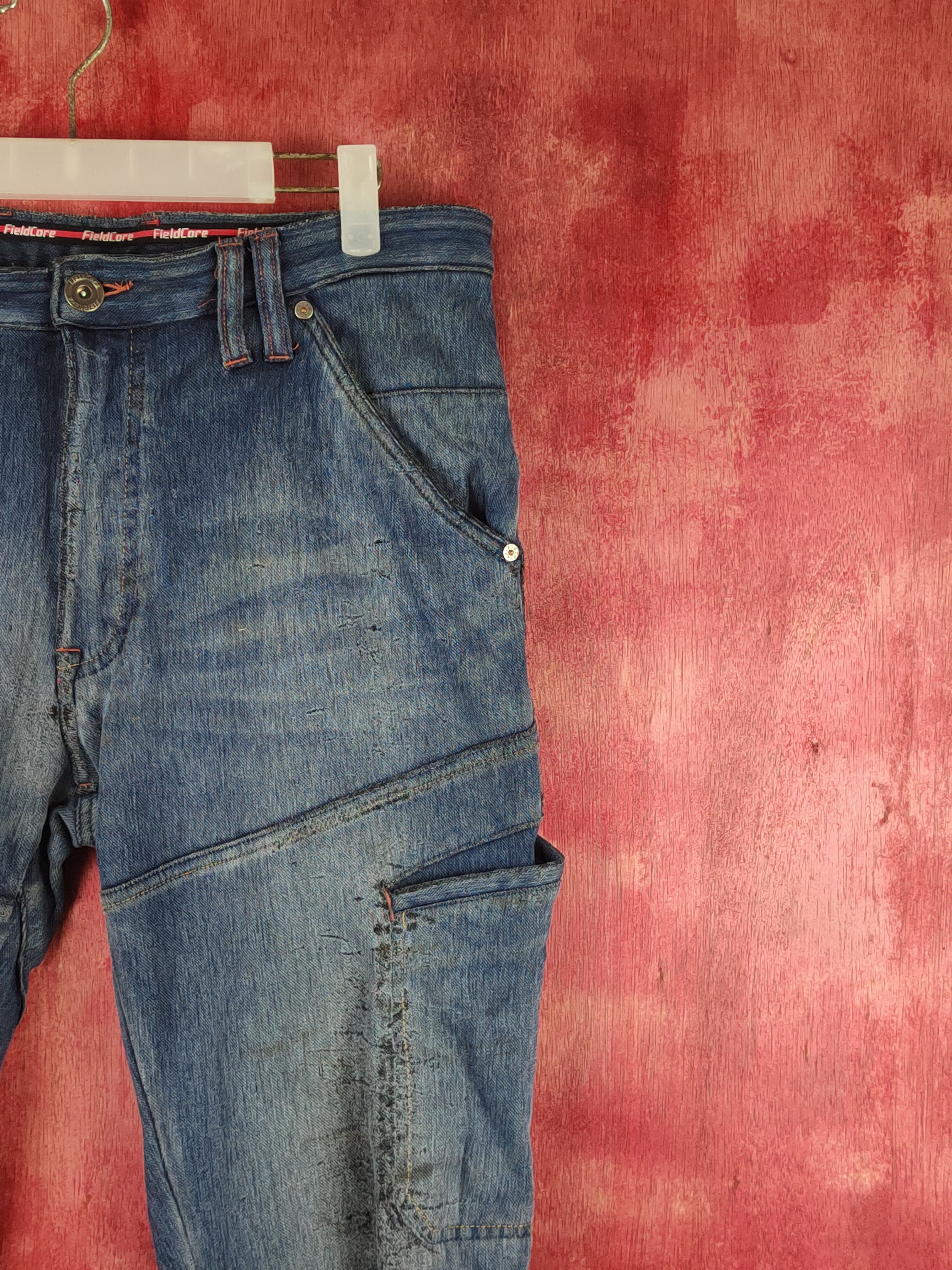 Japanese Brand FieldCore Dark Blue Faded Distressed Ripped Jeans #S2362 Size US 33 - 5 Thumbnail
