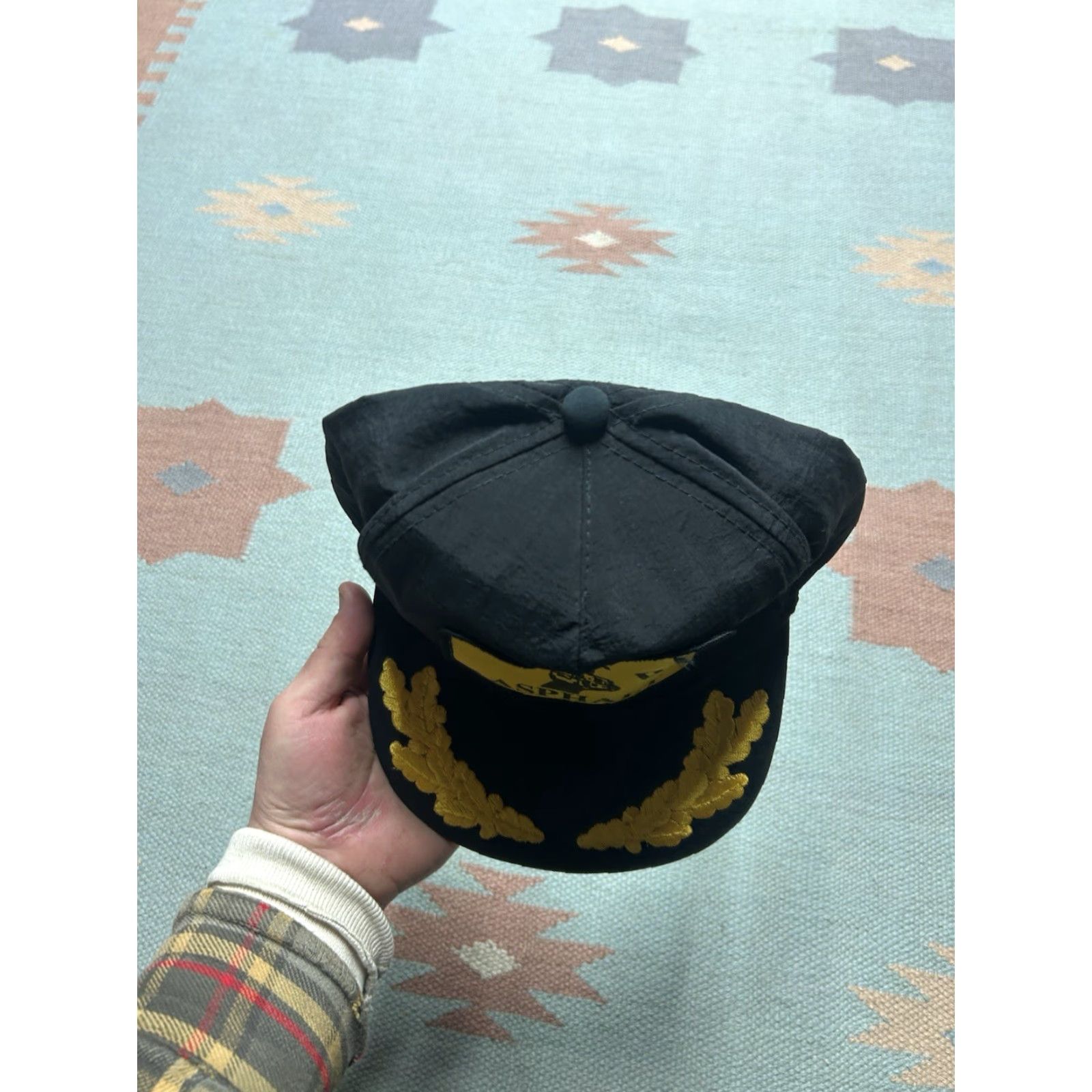 Vintage VINTAGE 80s 90s SnapBack hat cap D.O.W. Asphalt black yellow patch gold leaf Trucker Hat Adjustable Men 90s Mens Size ONE SIZE - 3 Thumbnail