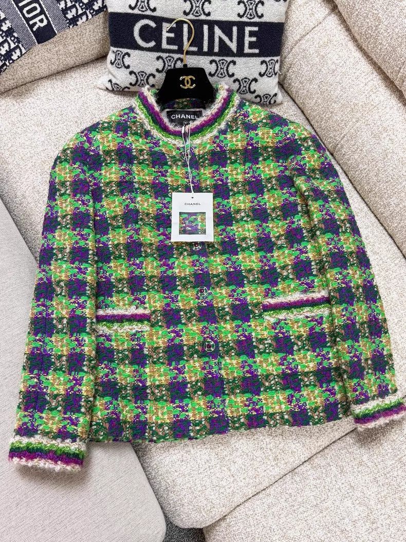 Chanel Chanel Purple plaid tweed long-sleeved jacket Size S / US 4 / IT 40 - 2 Thumbnail