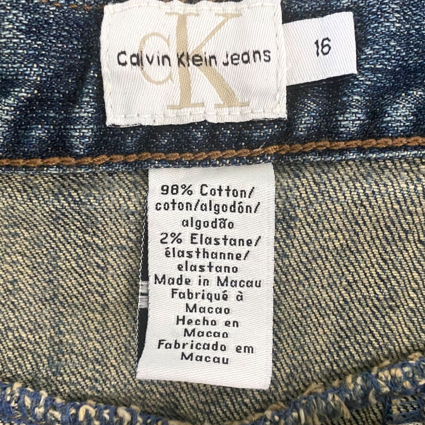 Calvin Klein VINTAGE Calvin Klein Denim Skirt Women Size 16 Short Blue Y2K 98% Cotton 2% Elastane Size 38" / US 16 / IT 52 - 6 Thumbnail