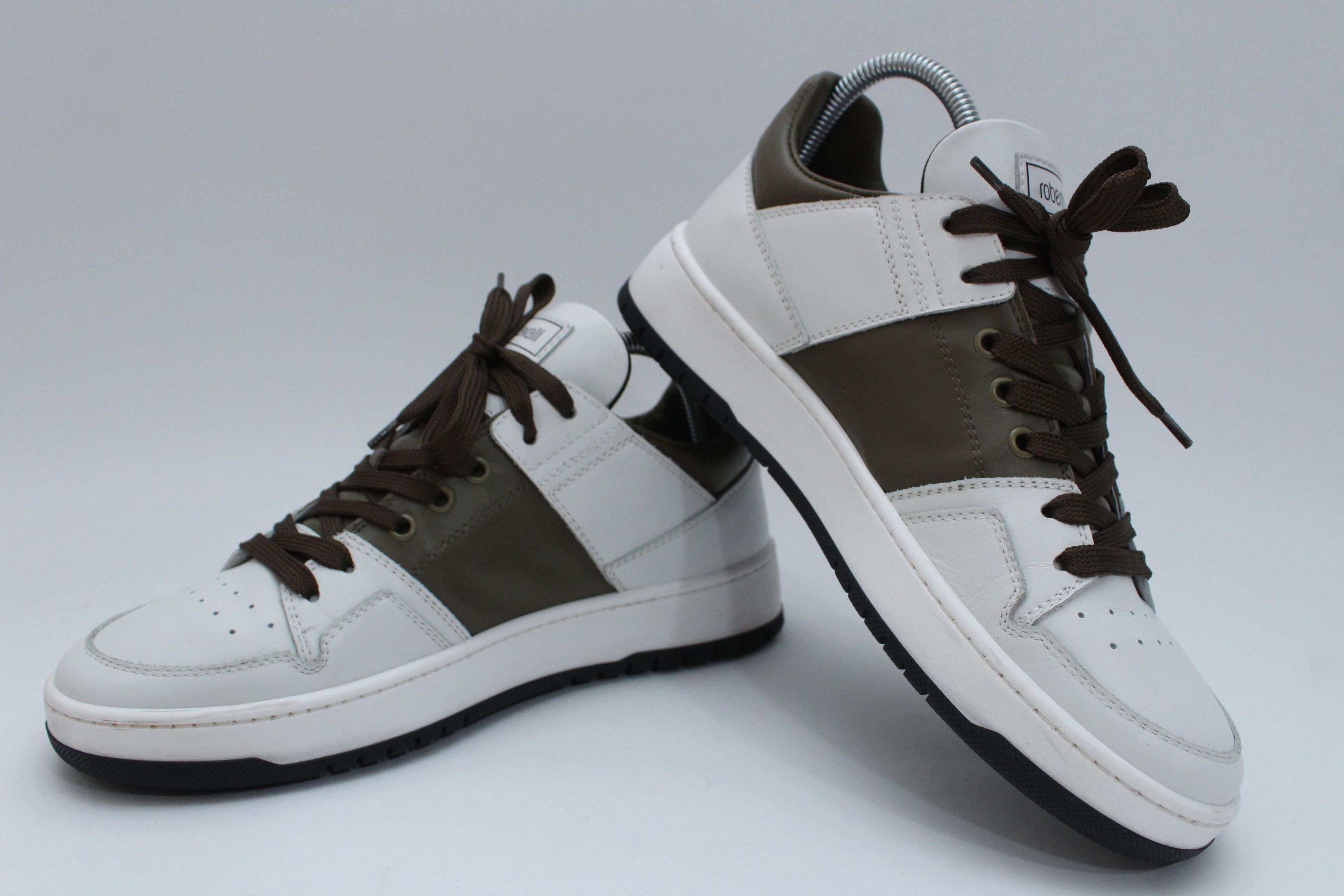 Roberto Cavalli Roberto Cavalli RC Monogram Leather Sneakers White Brown 41 Size US 8 / EU 41 - 5 Thumbnail