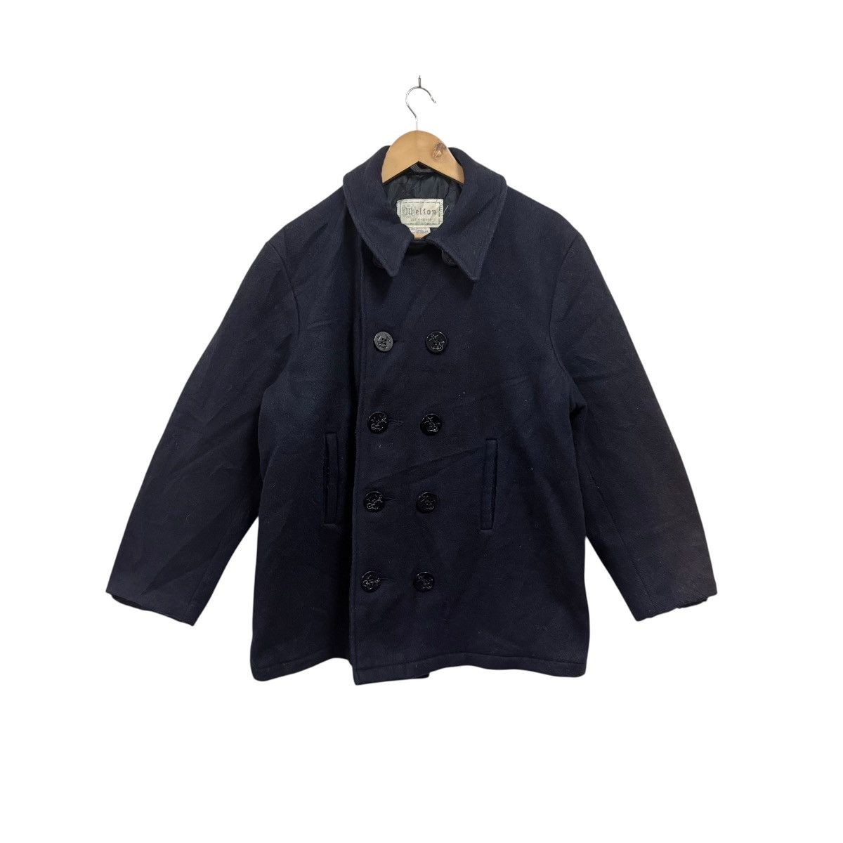 Vintage Vintage Melton USA Wool Pea Coat Jacket Navy Blue Size US L / EU 52-54 / 3 - 1 Thumbnail