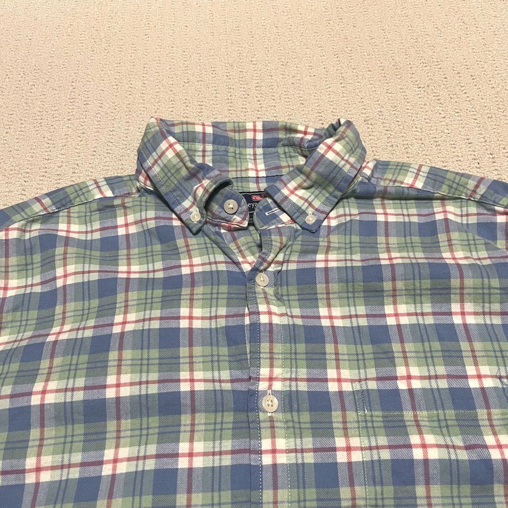 Vineyard Vines VINEYARD VINES Murray Shirt Button-Up Plaid Long Sleeve Blue Green Pink L Mens Regular Lightweight Cotton Knit Size US L / EU 52-54 / 3 - 2 Thumbnail