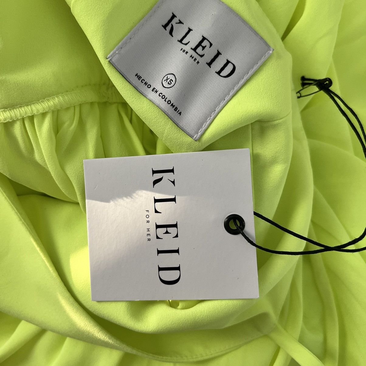 Designer NWT Kleid For Her Neon Yellow High Low Asymmetrical Size XS / US 0-2 / IT 36-38 - 8 Thumbnail