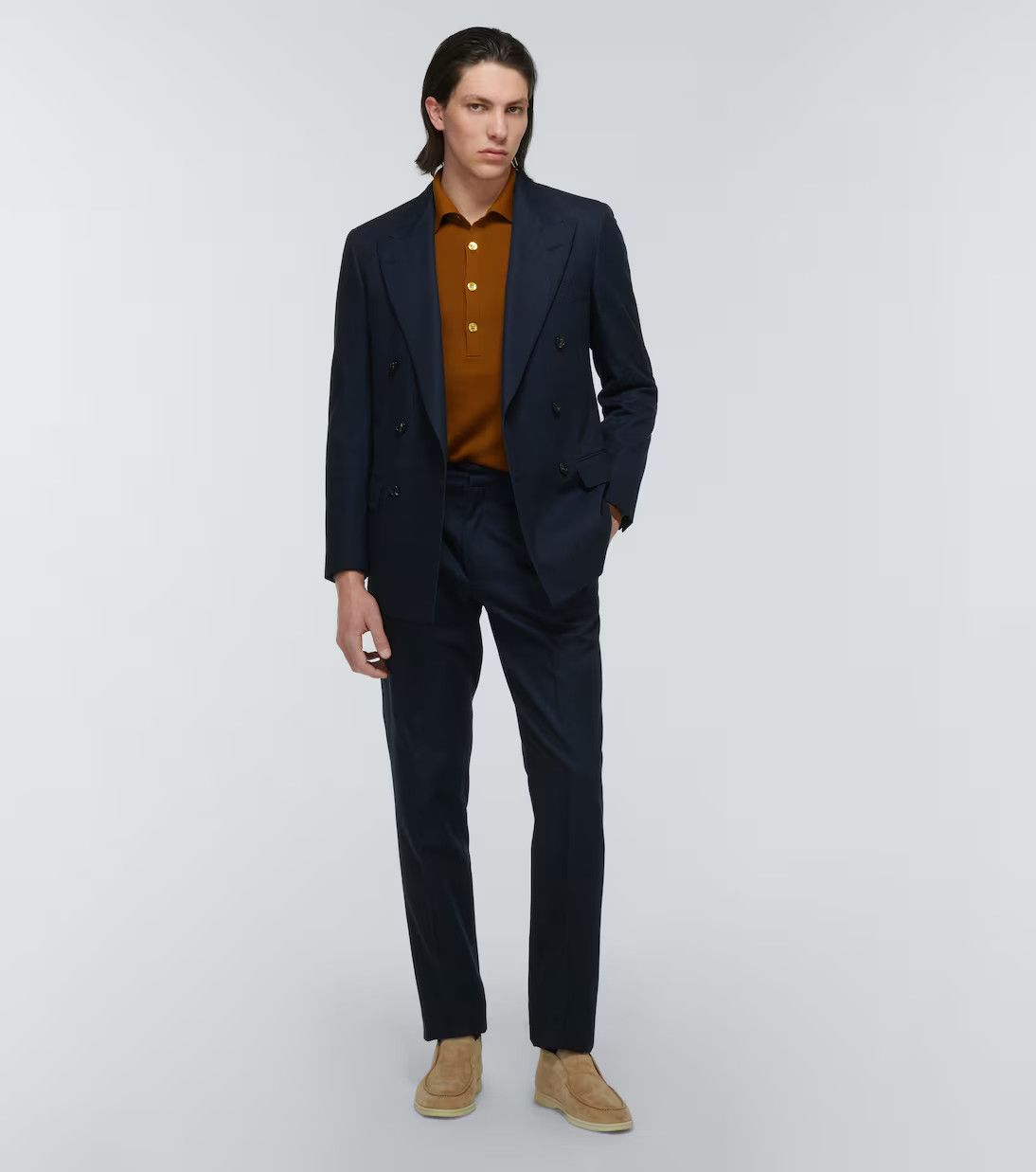 Loro Piana o1w1db10724 Cashmere and Silk Polo Sweater in Brown Size US XL / EU 56 / 4 - 2 Thumbnail