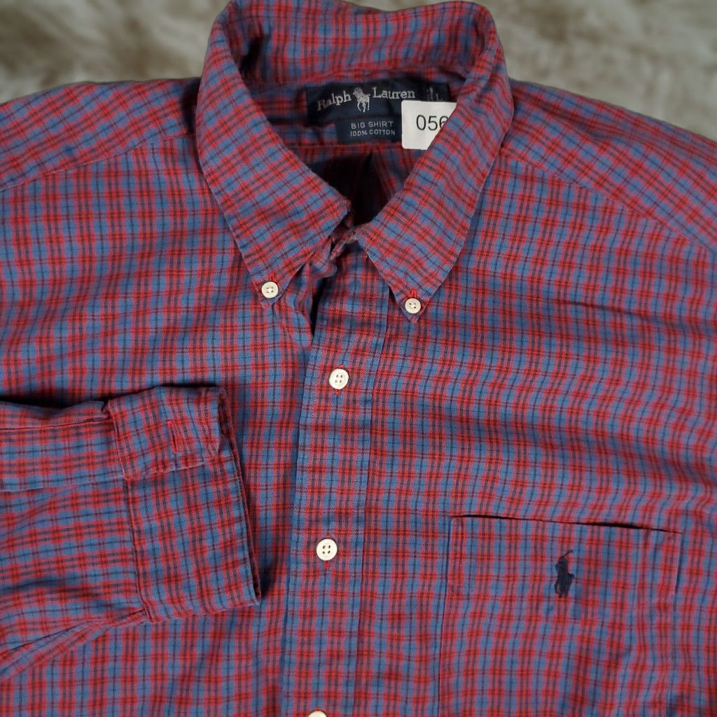 Ralph Lauren Ralph Lauren Shirt Mens XL Red Blue Plaid Button-Front Classic Button-Up L/S Size US XL / EU 56 / 4 - 1 Thumbnail