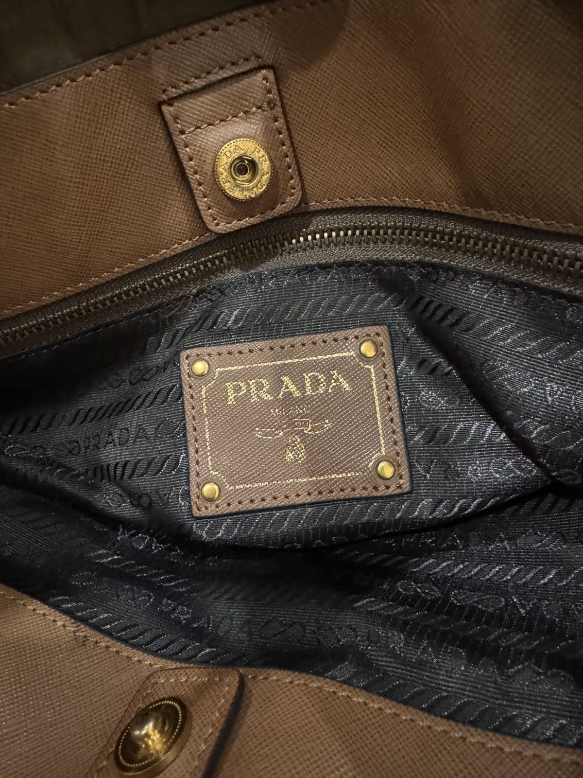 Prada Prada Brown Tessuto e Saffiano leather tote bag Size ONE SIZE - 4 Thumbnail