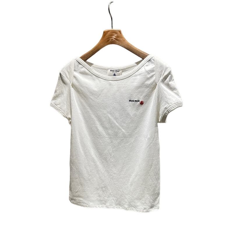 Miu Miu X Petit Bateau Embroidered Logo T-Shirt Size M in White, Women's