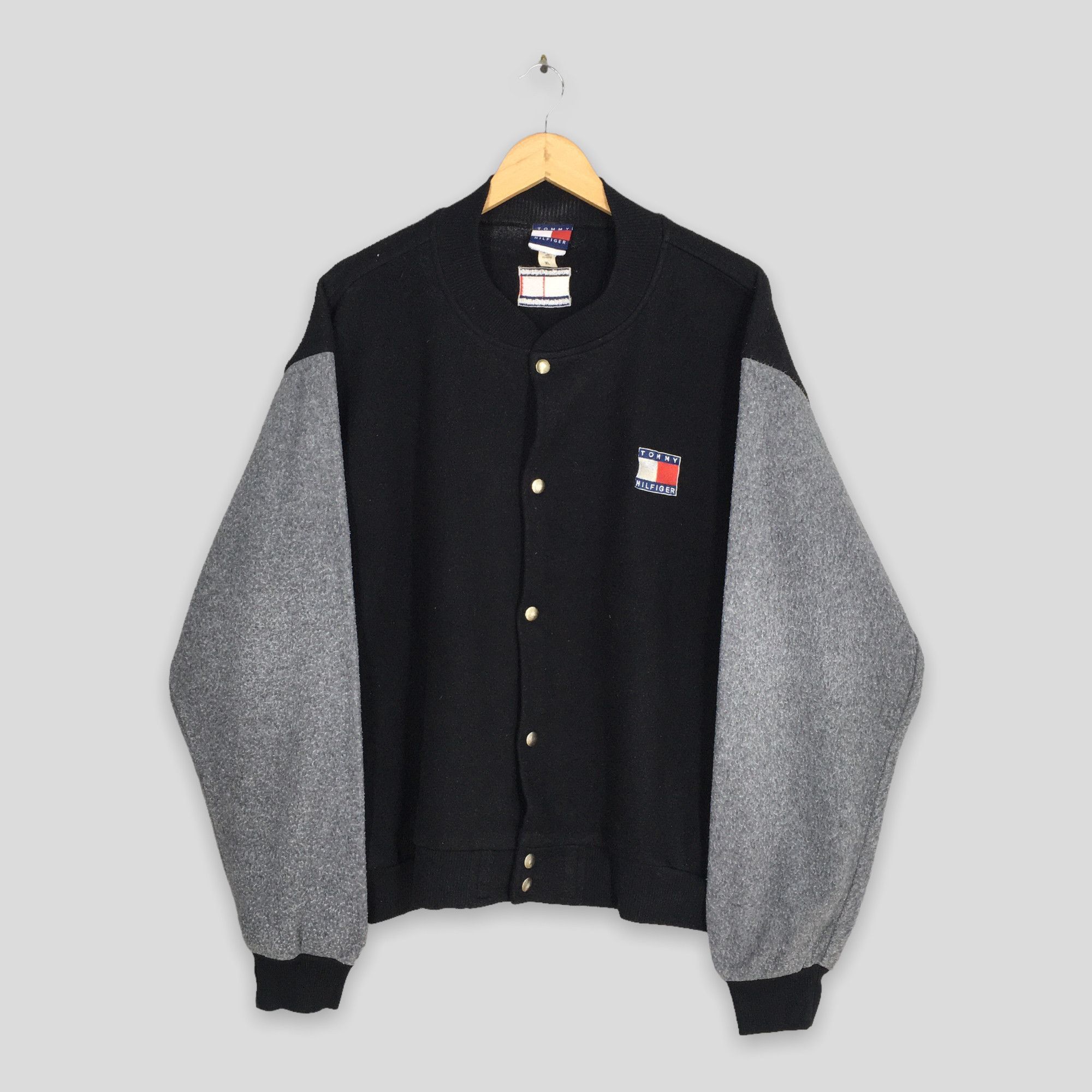 Tommy Hilfiger Vintage 90's Tommy Hilfiger Buttons Jacket Black XLarge Size US XL / EU 56 / 4 - 1 Thumbnail