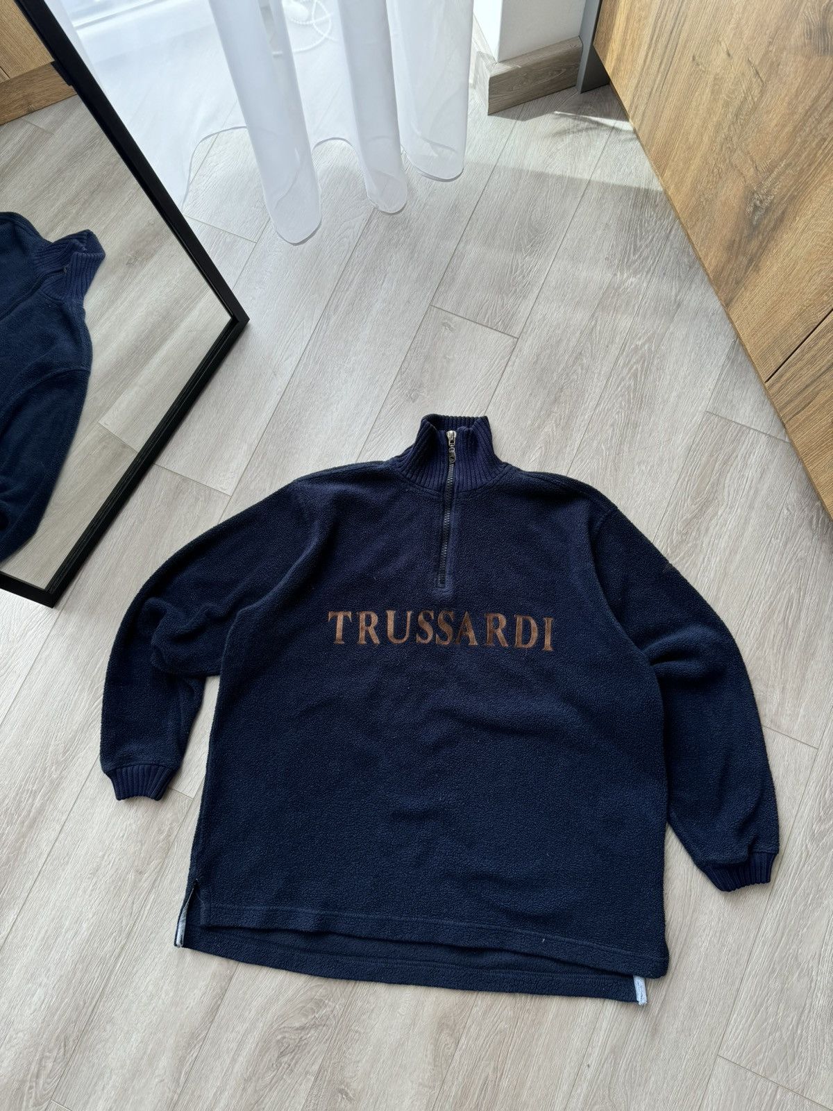 Trussardi × Vintage Vintage Made in Italy Trussardi Fleece Jacket Size US XL / EU 56 / 4 - 1 Thumbnail