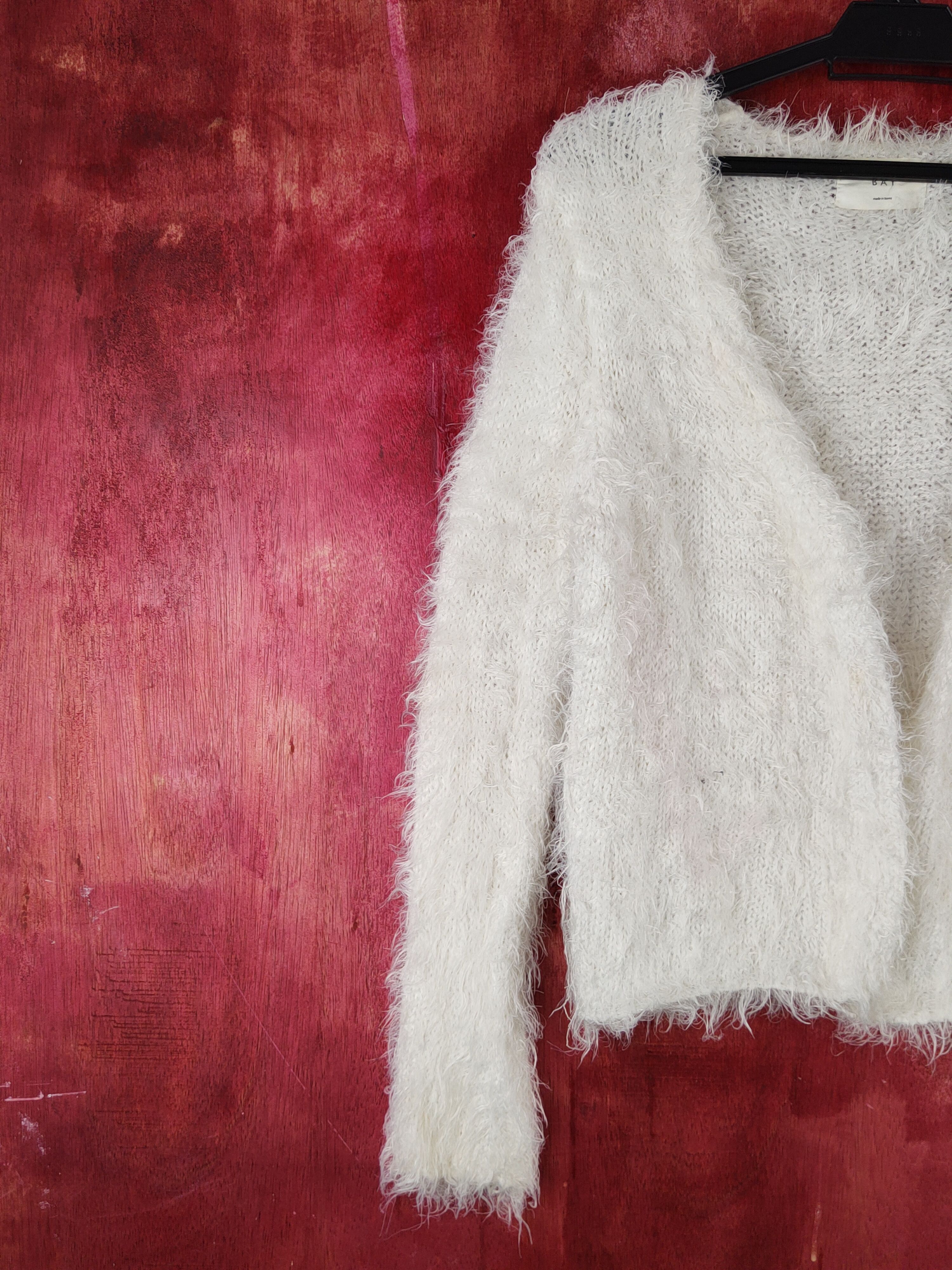 Japanese Brand Bay White Shag Shaggy Fur Mohair Knitwear Cardigan #S1923 Size S / US 4 / IT 40 - 3 Thumbnail