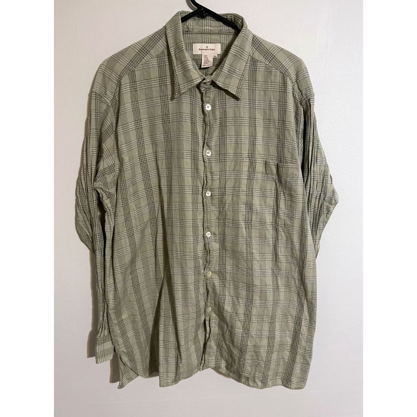 Ermenegildo Zegna Ermenegildo Zegna Plaid Beige/Olive L/S Button-Up Shirt Mens 2XL Made in Italy Shirt, Cotton, Knit, Button-Up, Vintage: No, 2XL Size US XXL / EU 58 / 5 - 2 Thumbnail
