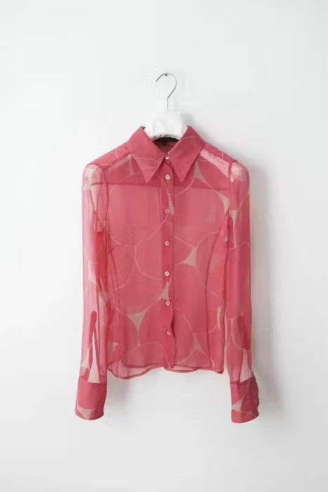 image of Gucci 1990's Transparent Crepe Shirt in Pink, Women's (Size XS)