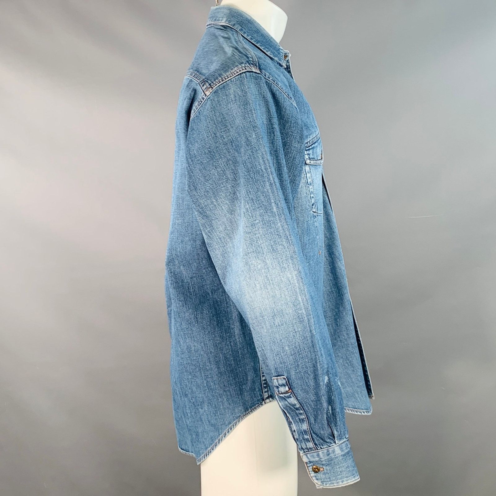 Marithe + Francois Girbaud Vintage Size S Blue Cotton Denim Long Sleeve Shirt Size US S / EU 44-46 / 1 - 3 Thumbnail