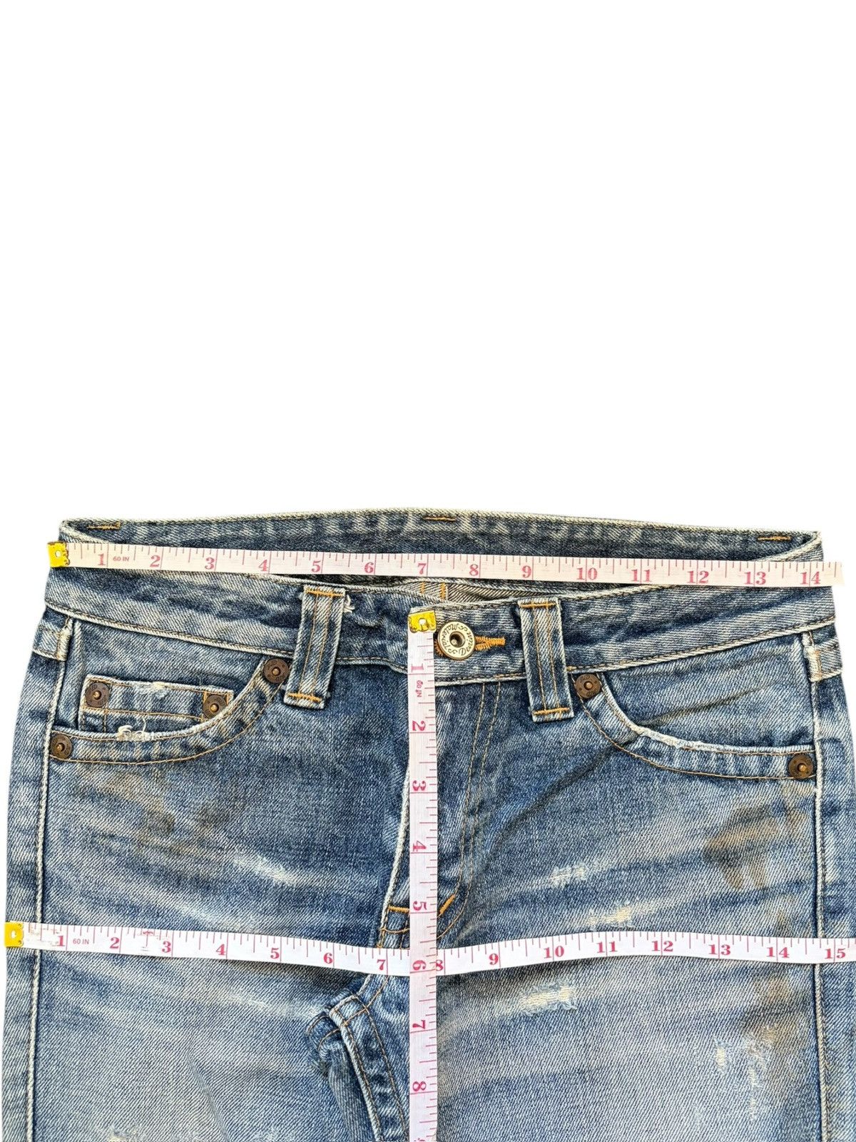 Hysteric Glamour Vintage Material Girl Distress Low Rise Flare Jeans Size 28" / US 6 / IT 42 - 6 Thumbnail