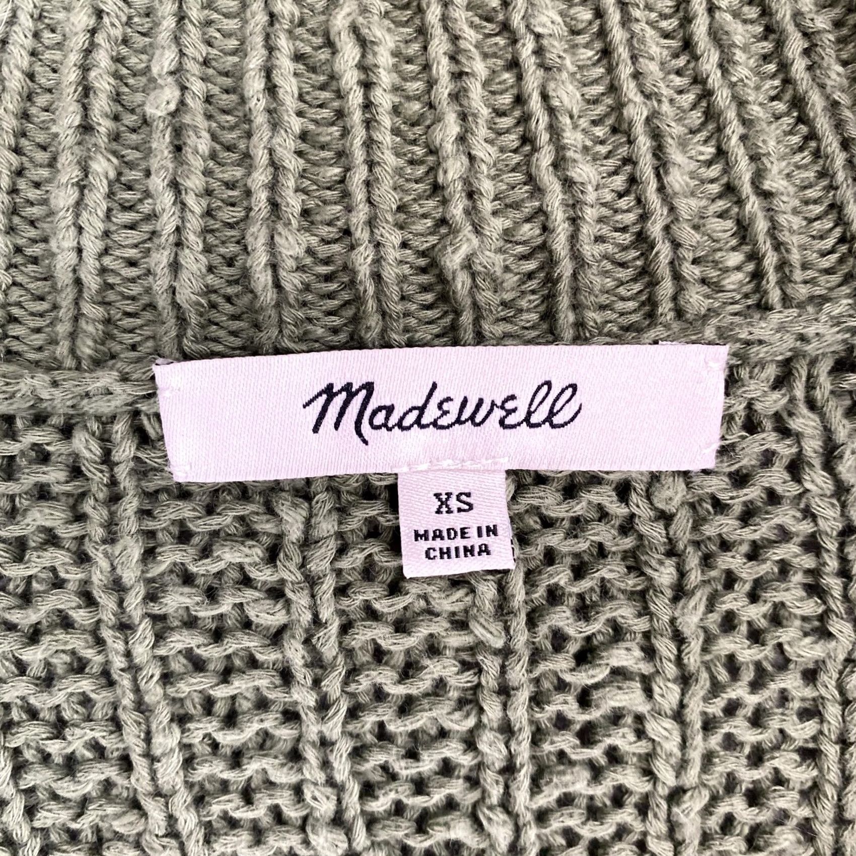 Madewell Madewell Cardigan Sweater Womens XS Balloon Sleeve Knit 100% Cotton Green V-Neck Pocket Open Casual Fall Vintage: No Size XS / US 0-2 / IT 36-38 - 6 Thumbnail