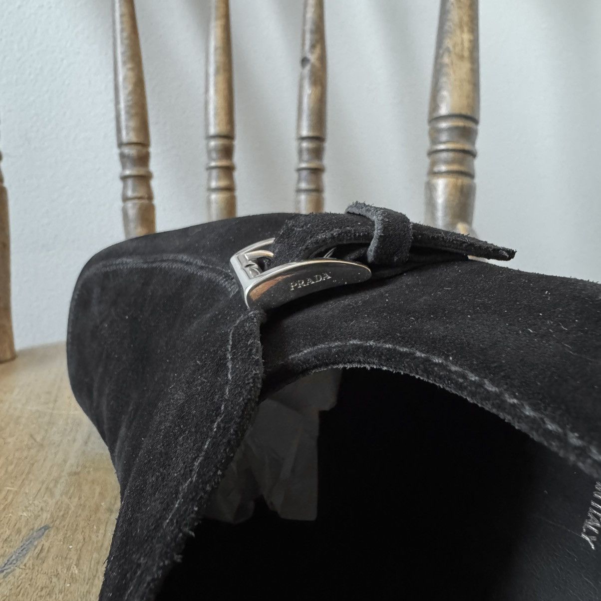 Prada Prada 2000’s Black Suede Buckle Leather Loafers Size US 12 / EU 45 - 6 Thumbnail