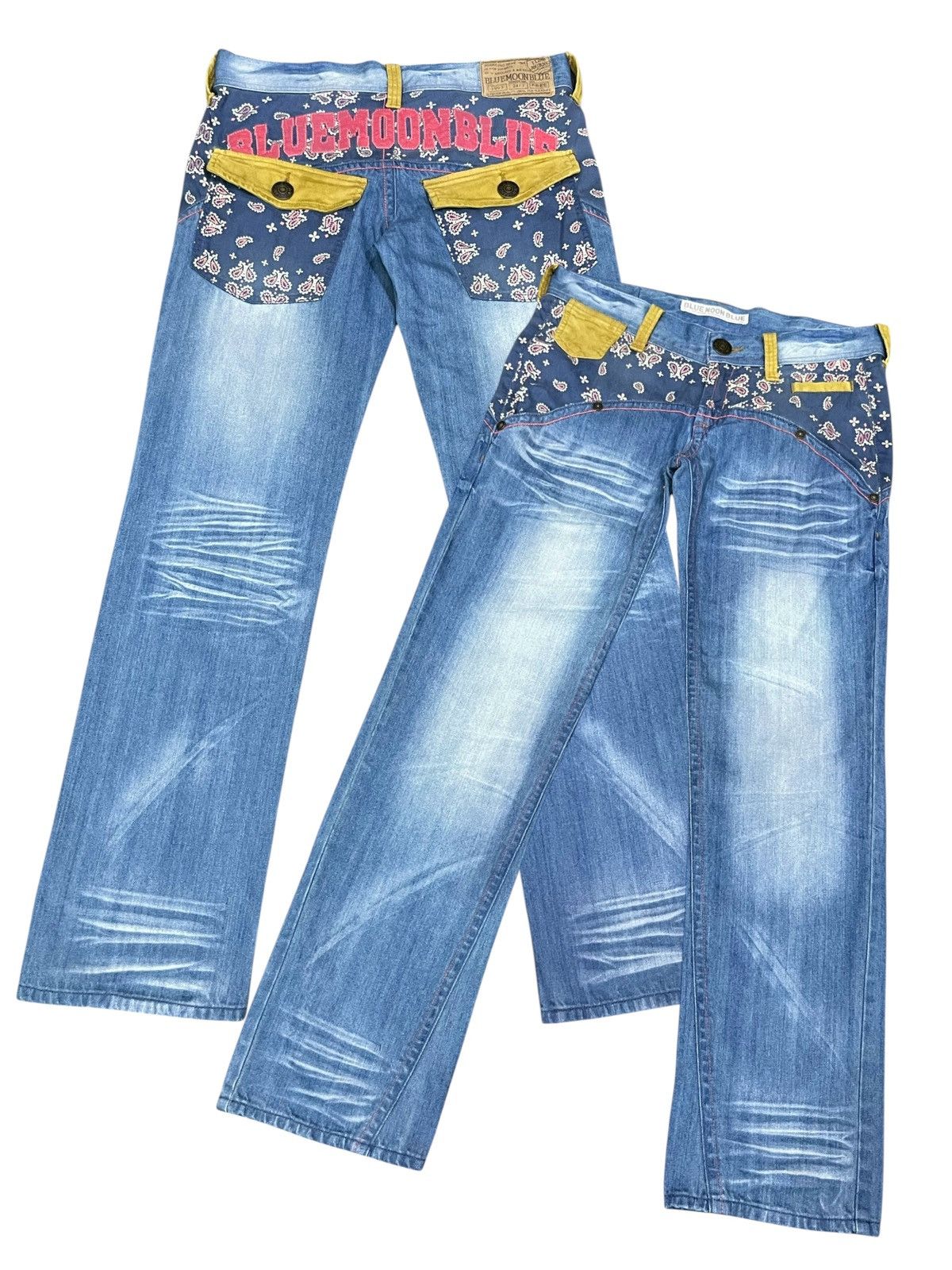 Vintage 🌜DOPE🔥90’s BMB BEACH BOARDING PASS Spell Out Paisley Jeans Size US 30 / EU 46 - 4 Thumbnail