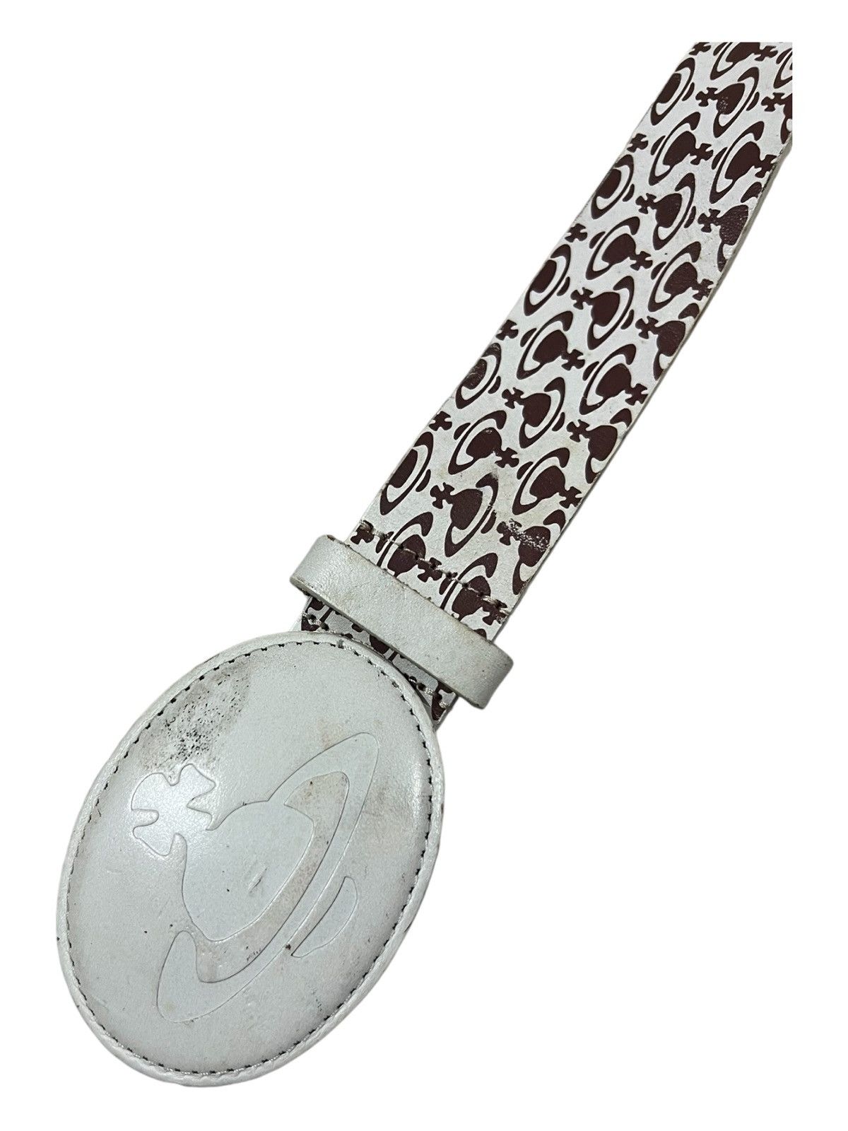 Vivienne Westwood Vintage VW Orb Logo Buckle Jacquard Monogram Leather Belt Size ONE SIZE - 2 Thumbnail