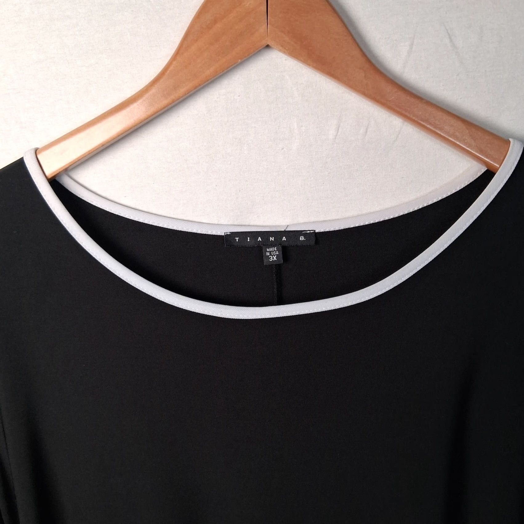 Vintage Tiana B Dress Plus Size Black White Trim Knee Length Classic Party Office Wear Size XXL / US 16-18 / IT 52-54 - 4 Thumbnail