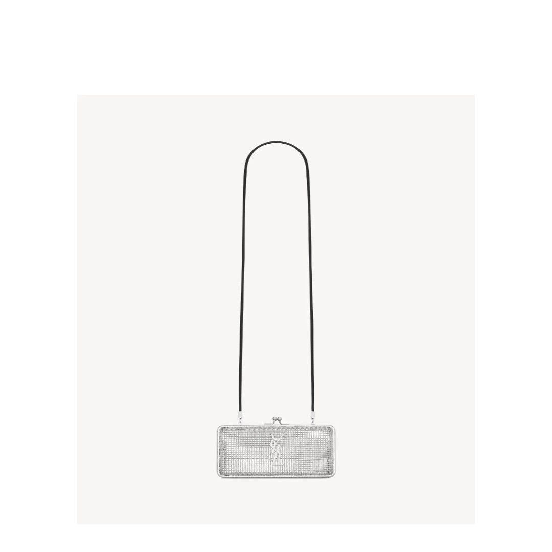 Saint Laurent Paris o1s1wg111224 Size: OS / Metallic Evening Cage Bag in Silver Size ONE SIZE - 1 Thumbnail
