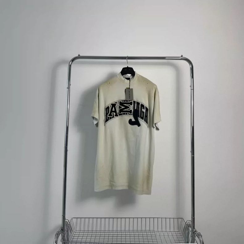 Balenciaga Distressed Embroidered Short Sleeve Tee - dmc