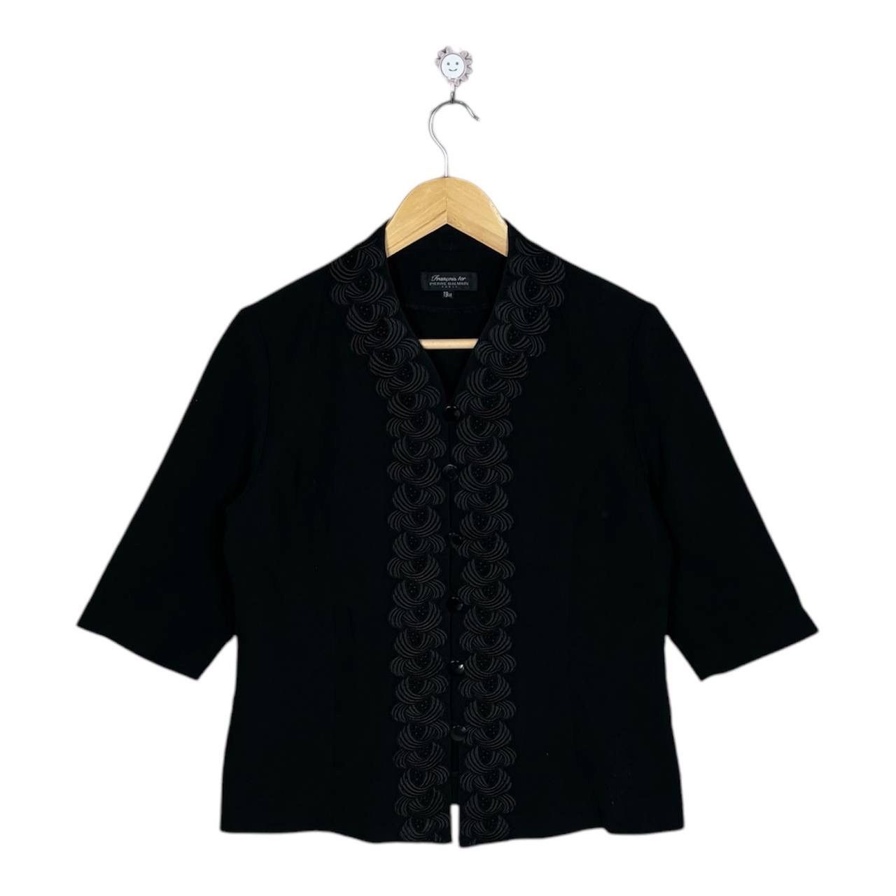 Pierre Balmain Paris Embroidery Black Blouse Dress