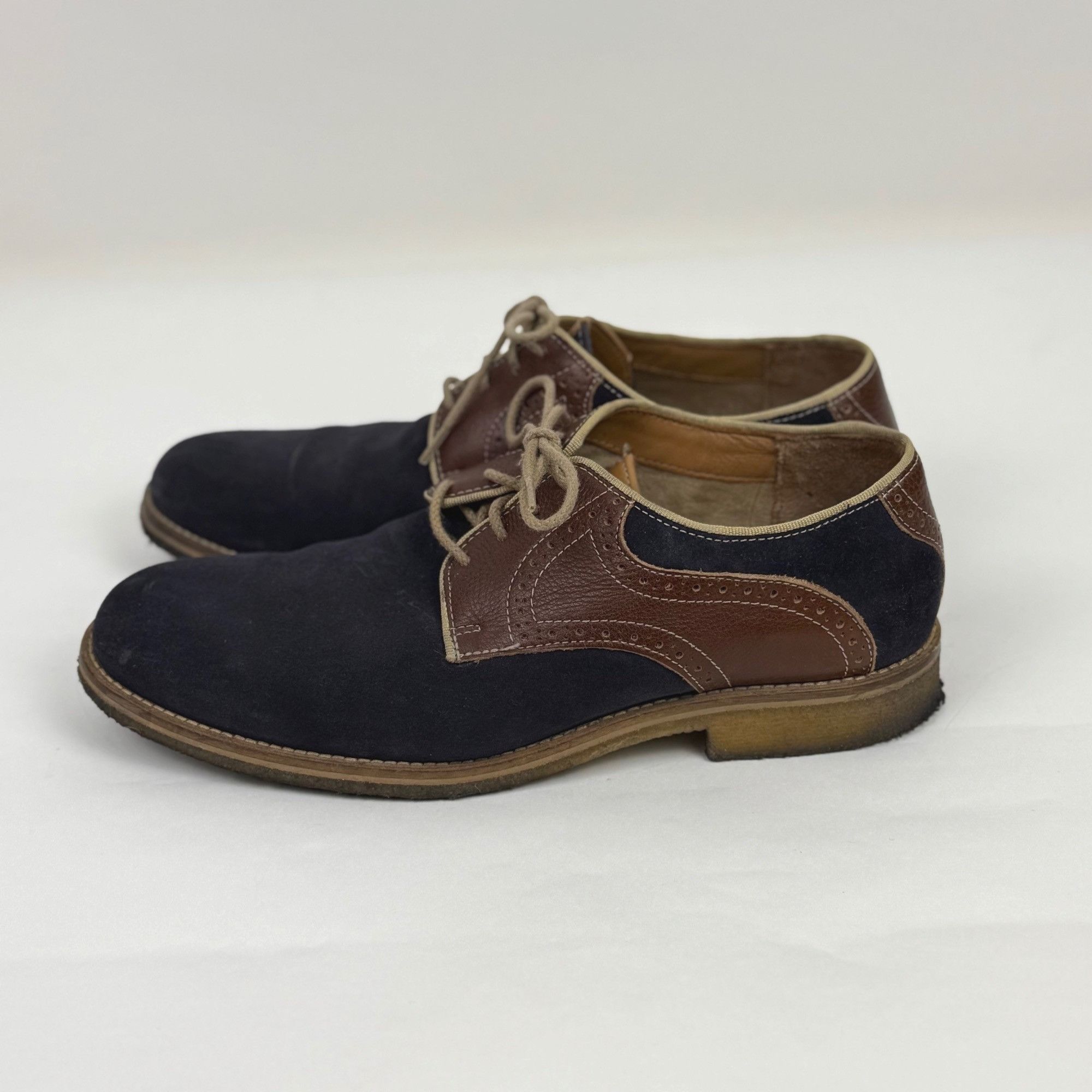 Johnston & Murphy Johnston & Murphy Men's Suede & Leather Saddle Shoes Blue/Br Size US 9.5 / EU 42-43 - 3 Thumbnail