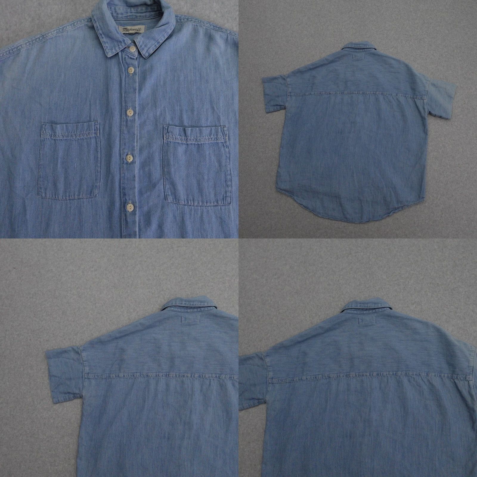 Madewell VINTAGE MADEWELL Shirt Womens Small Chambray Cap Sleeve Front Pocket Cotton Linen Size S / US 4 / IT 40 - 8 Thumbnail