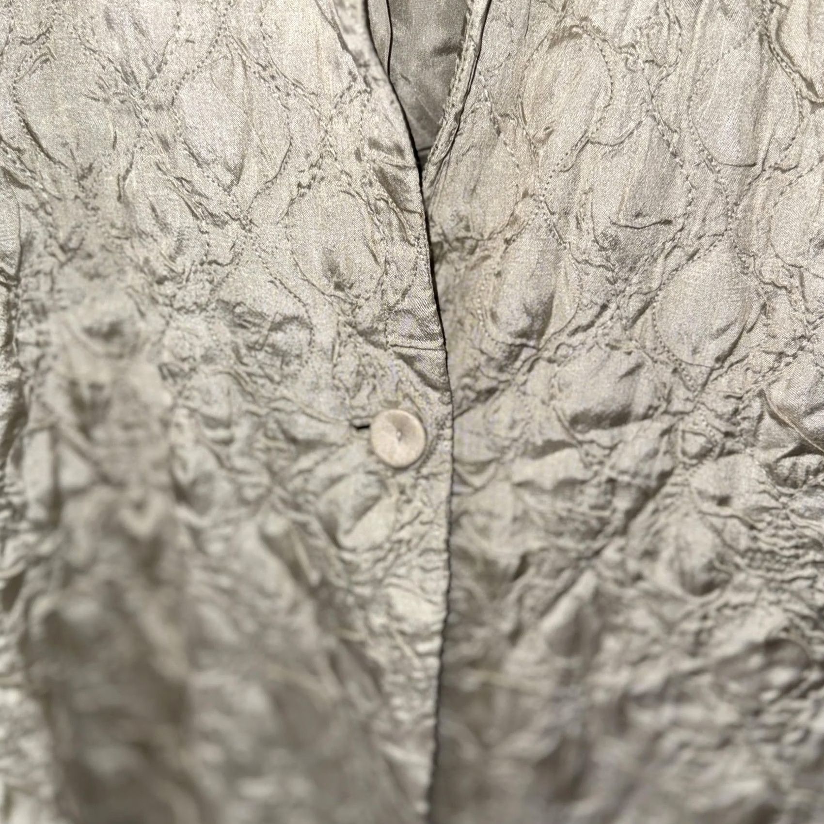 Eileen Fisher Eileen Fisher Blazer Jacket Womens Large Beige Textured Button Front Lightweight Quilted Mid-Length Blazer Mens Womens? Size L / US 10 / IT 46 - 3 Thumbnail