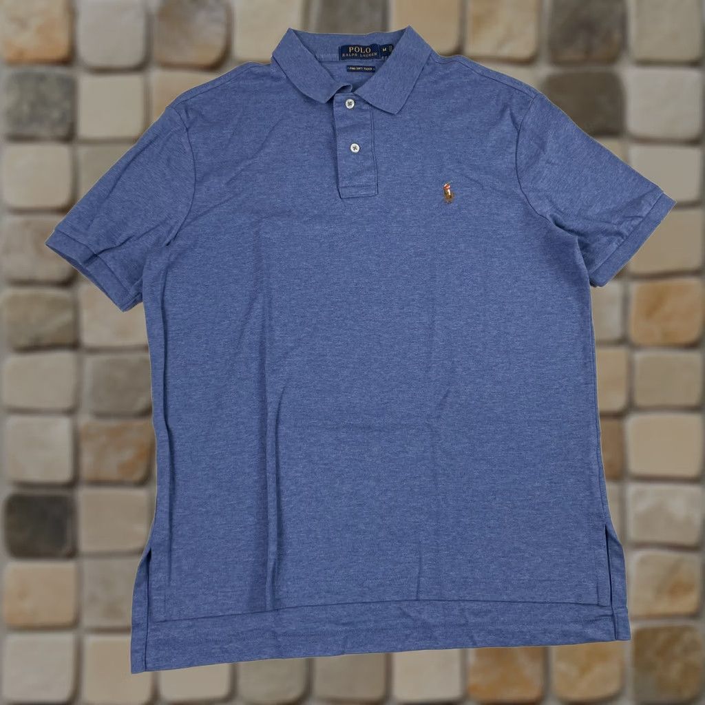 Polo Ralph Lauren Polo Ralph Lauren Polo Shirt Mens Medium Blue Pima Soft Short Sleeve Golfer Pony Size US M / EU 48-50 / 2 - 1 Thumbnail