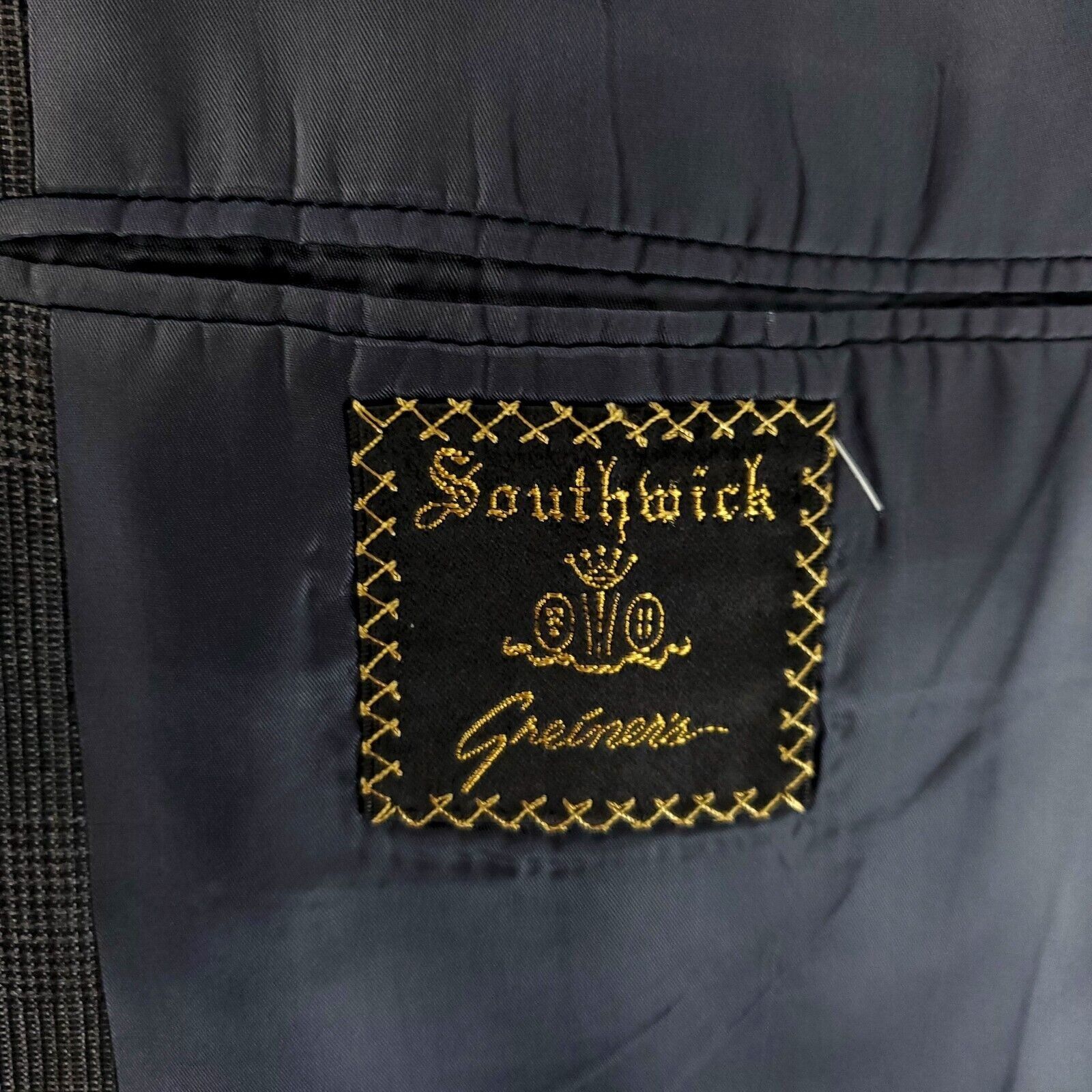 Southwick Southwick Wool 2 Button Blazer 42R Gray Plaid W/ Brown Teal Size 42R - 8 Thumbnail