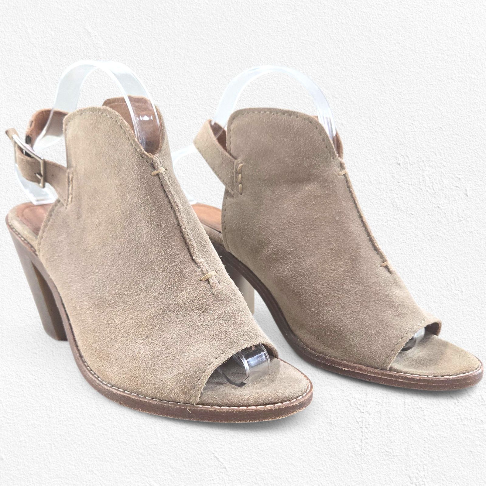 Frye Frye Taupe Suede Peep Toe Slingback Booties Size 8 Size US 8 / IT 38 - 2 Thumbnail