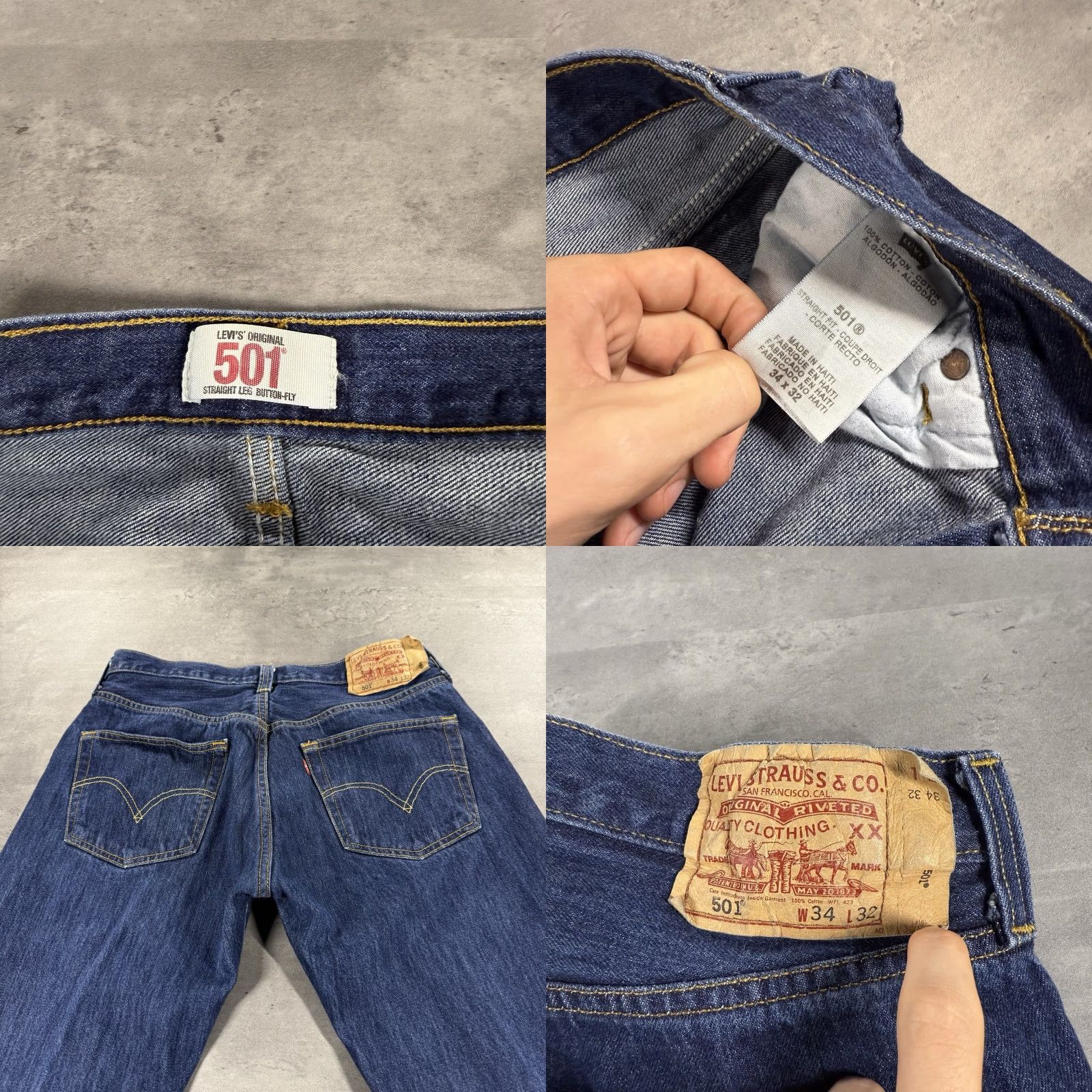Levi's VINTAGE Levi's Jeans Men 34x32 501 XX Blue Denim Dark Western Cowboy Distressed Regular 34 in Mens Jeans 90s Size US 34 / EU 50 - 8 Thumbnail