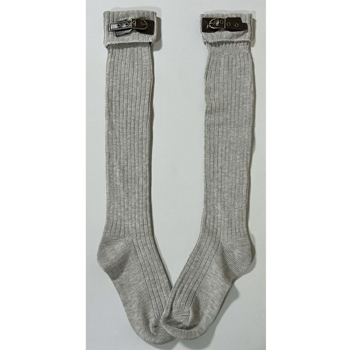 Vintage Muk Luks Gray Knit Knee-High Buckle Winter Boots Socks 🩶 Size ONE SIZE - 1 Thumbnail
