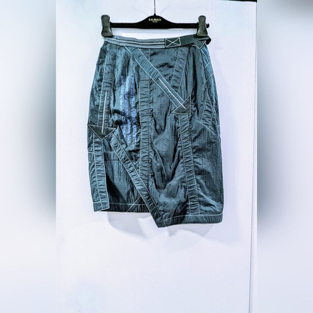 Off-White Off-White Green Asymmetrical Slit Nylon Skirt Size 27" / US 4 / IT 40 - 3 Thumbnail