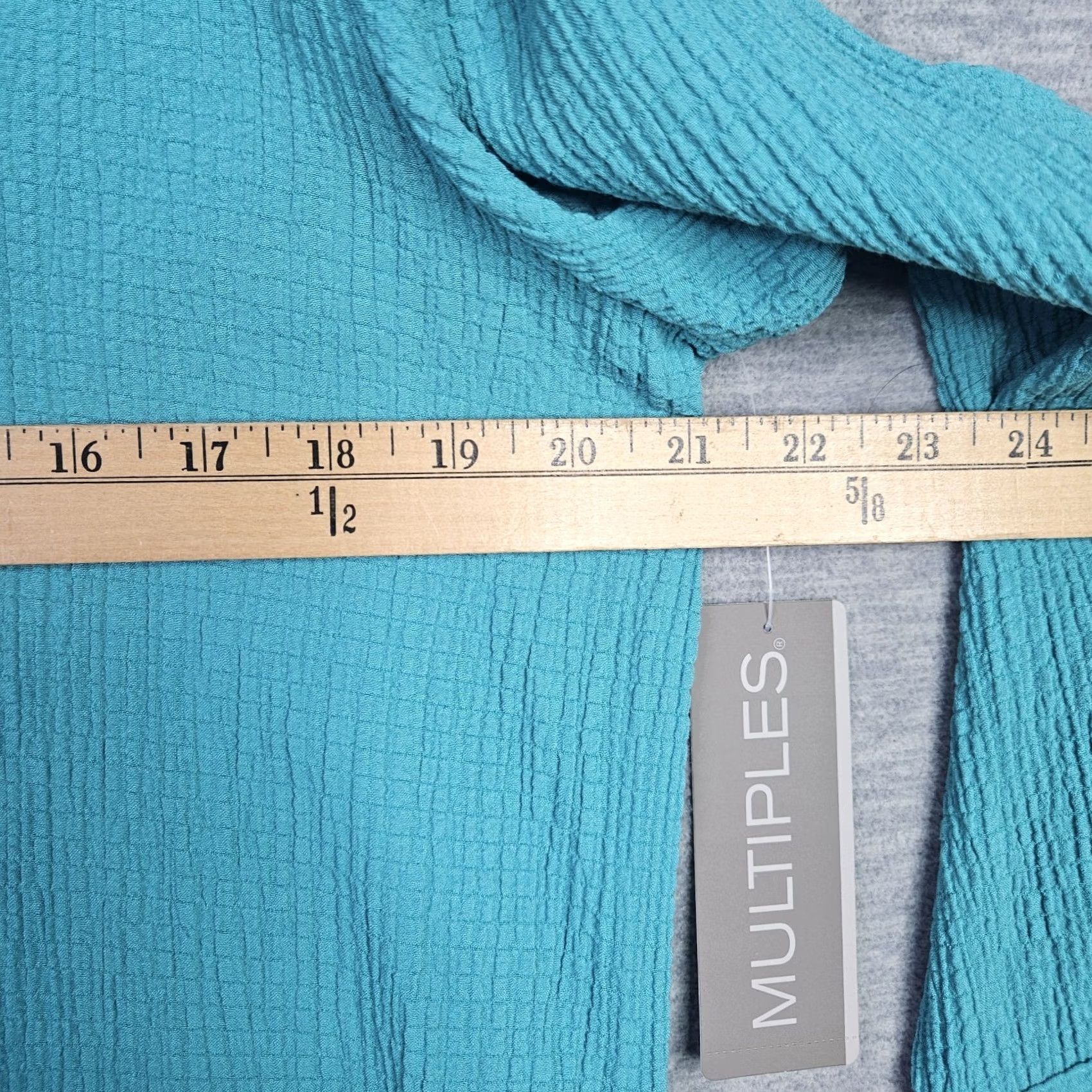 Vintage Multiples Women's Teal Blue 3/4 Sleeve Grommet Embellishments Shirt Sz M New Size M / US 6-8 / IT 42-44 - 3 Thumbnail