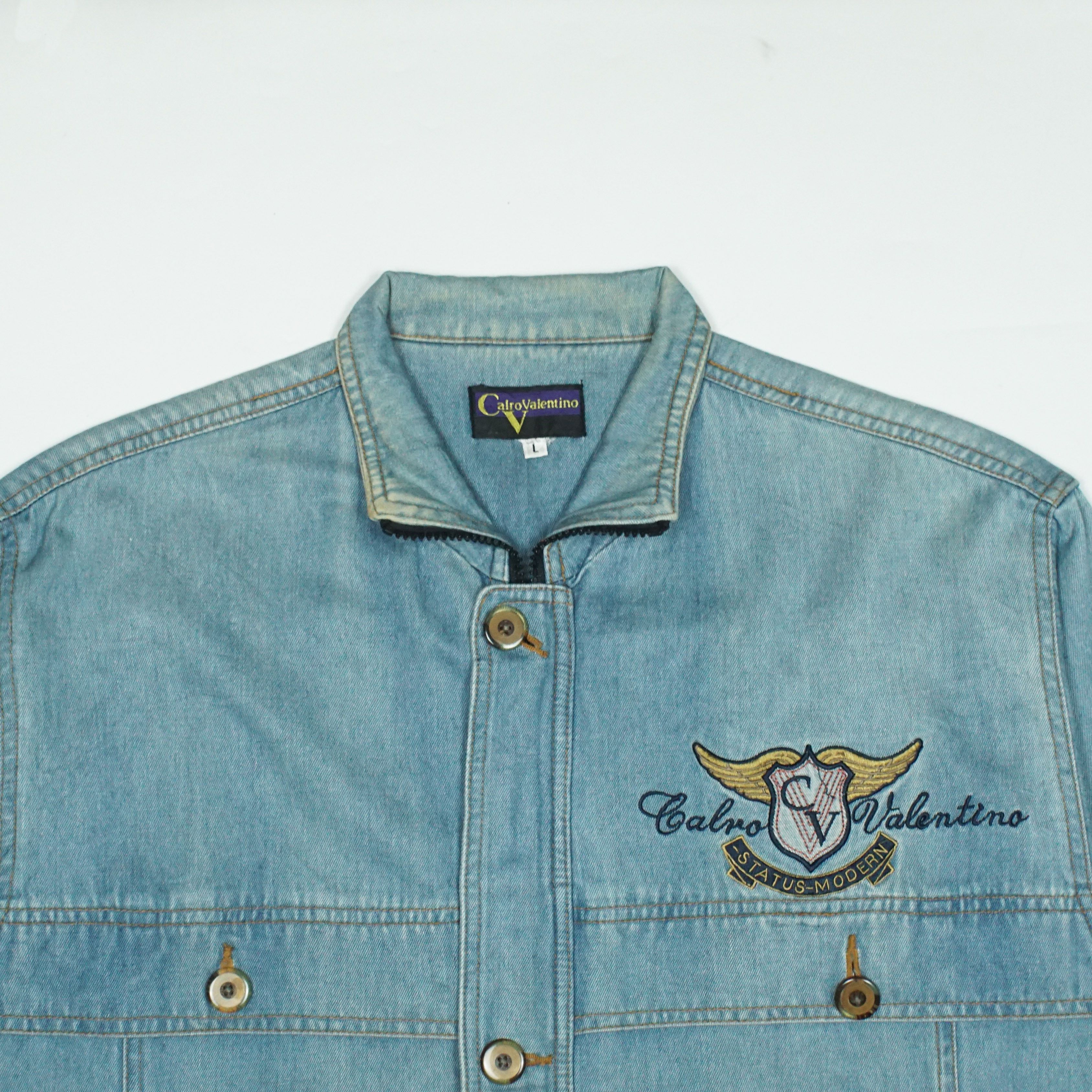Giovanni Valentino *NoTariff 90s Calro Valentino Status Denim Jacket Size US L / EU 52-54 / 3 - 7 Thumbnail