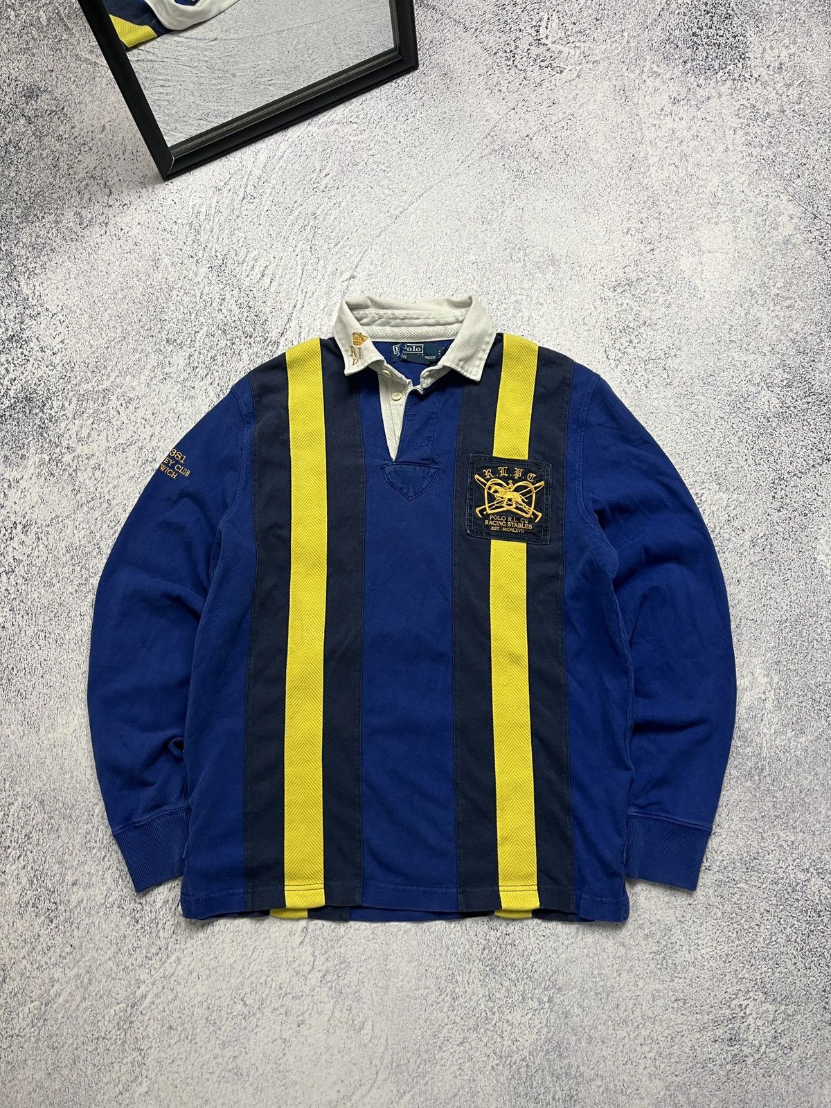 Polo Ralph Lauren × Vintage 🏇🏿Vintage 90’s Polo Ralph Lauren Jockey Racing Rugby Shirt Size US M / EU 48-50 / 2 - 1 Thumbnail