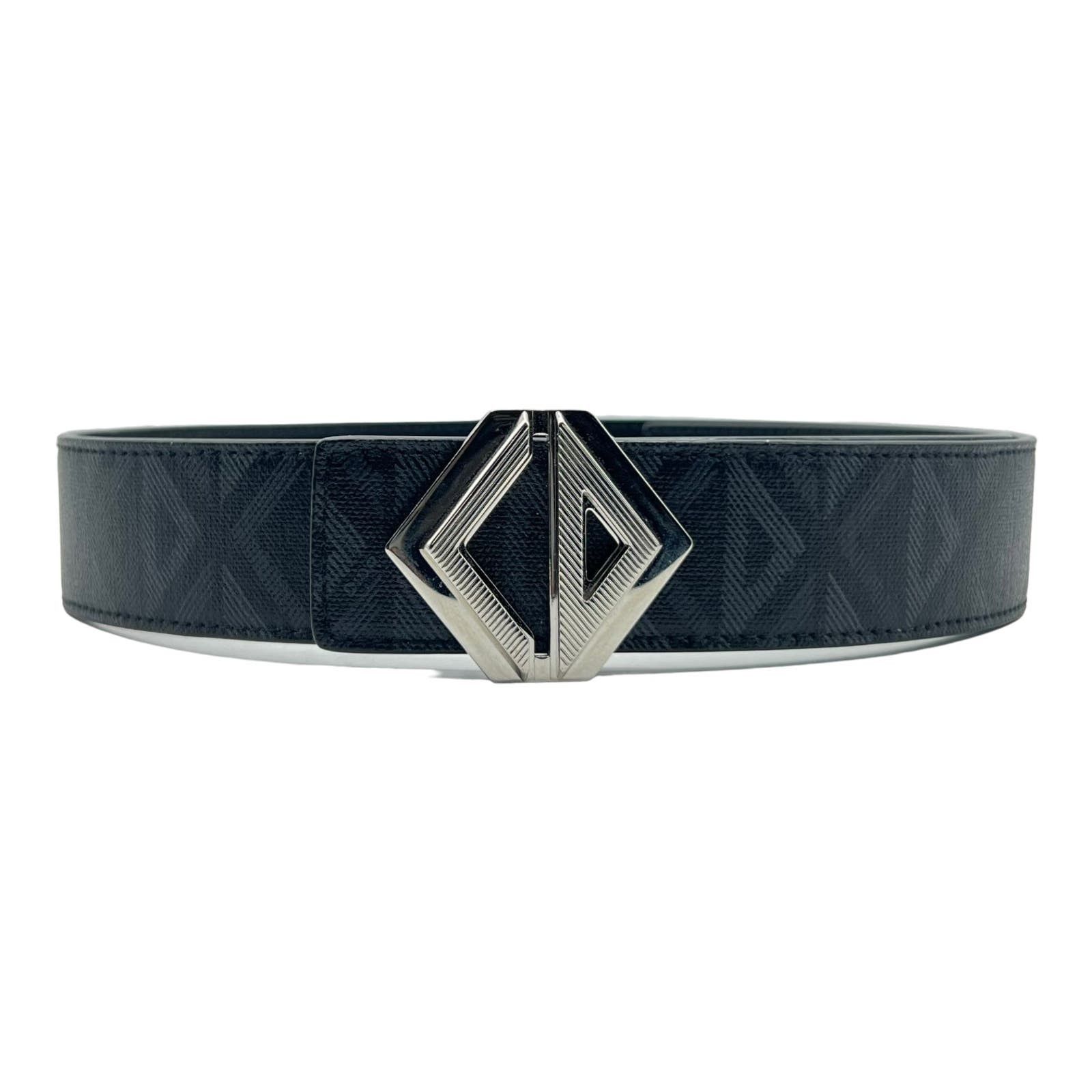 image of Dior Cd Diamond Canvas Reversible Belt Black Pre-Owned, Men's