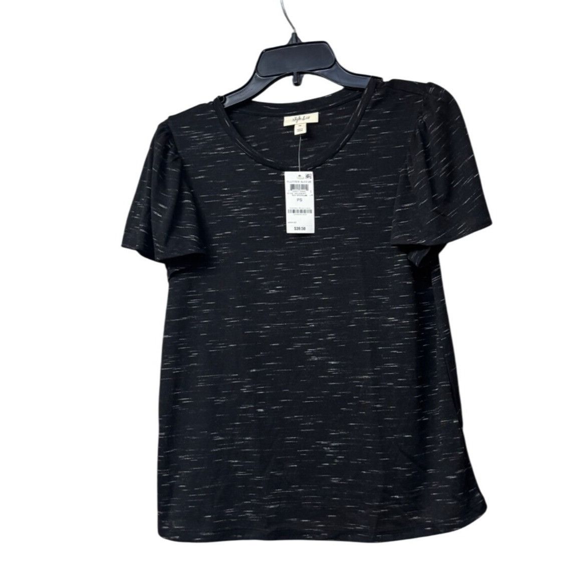 Style & Co Style & Co Petite Angelina Flutter-Sleeve Top, Black spacedy Size ONE SIZE - 10 Thumbnail