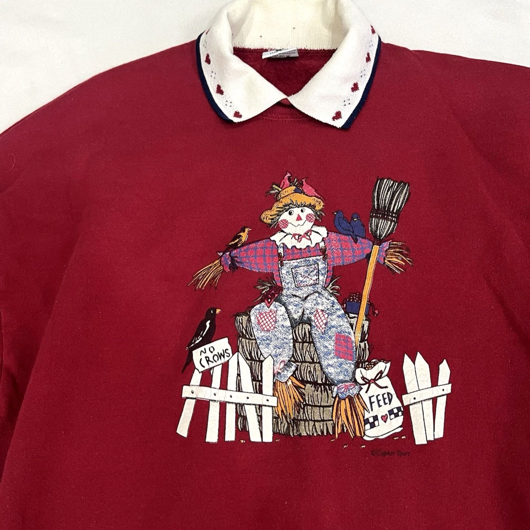 Vintage VINTAGE Gopher Sport Sweatshirt Collar Grannycore USA Made Gray XL Womens 1980s Halloween Farm Scarecrow Cotton Blend Shirt Size XL / US 12-14 / IT 48-50 - 2 Thumbnail