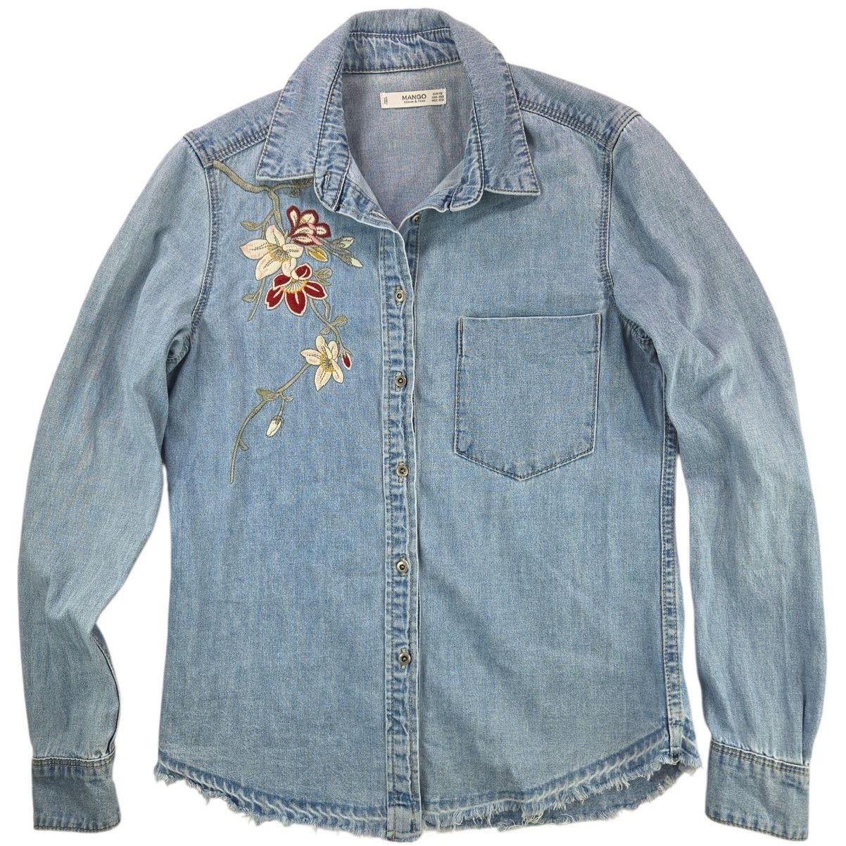 Mango Mango | Embroidered Western Denim Shirt | Size XXS Size XXS / US 00 / IT 34 - 1 Thumbnail